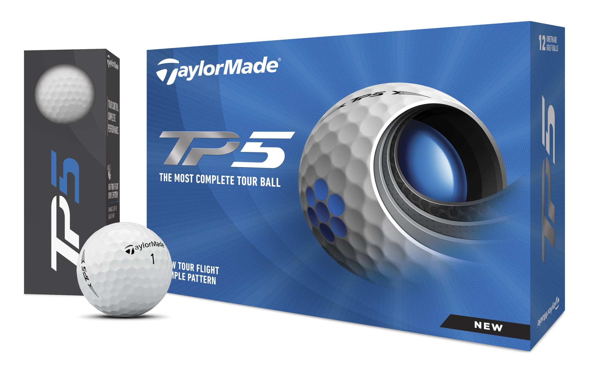TaylorMade Golf Company 2021 TP5 Adult Tour Golf Balls, White Dimple, 1.4 lb, (12 Pack)