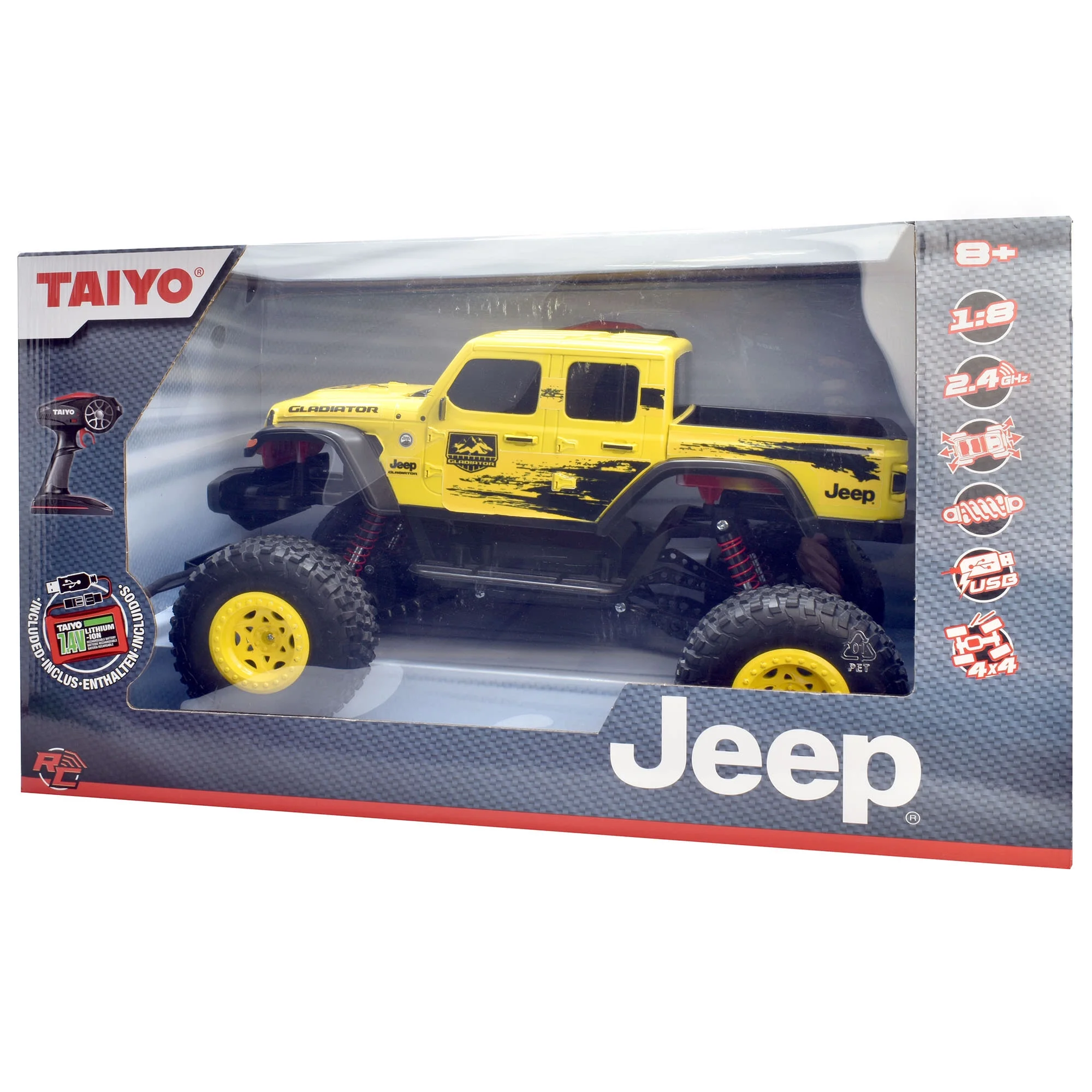Taiyo: Jeep Gladiator 4WD 1:8 Scale R/C Vehicle in Yellow