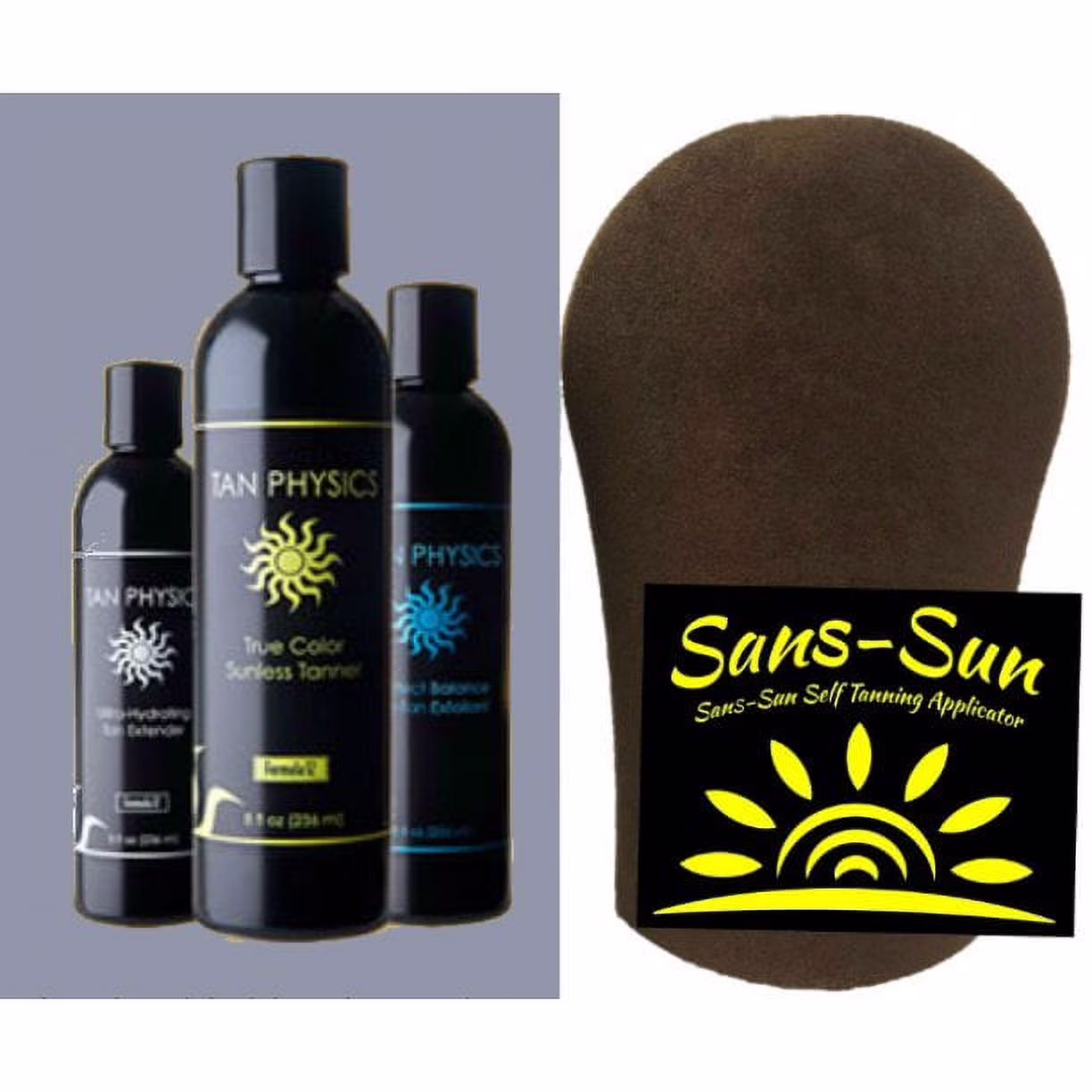 Tan Physics True Color Combo w/ FREE Mitt - Exfoliator, Extender and Tanner by Sans-Sun