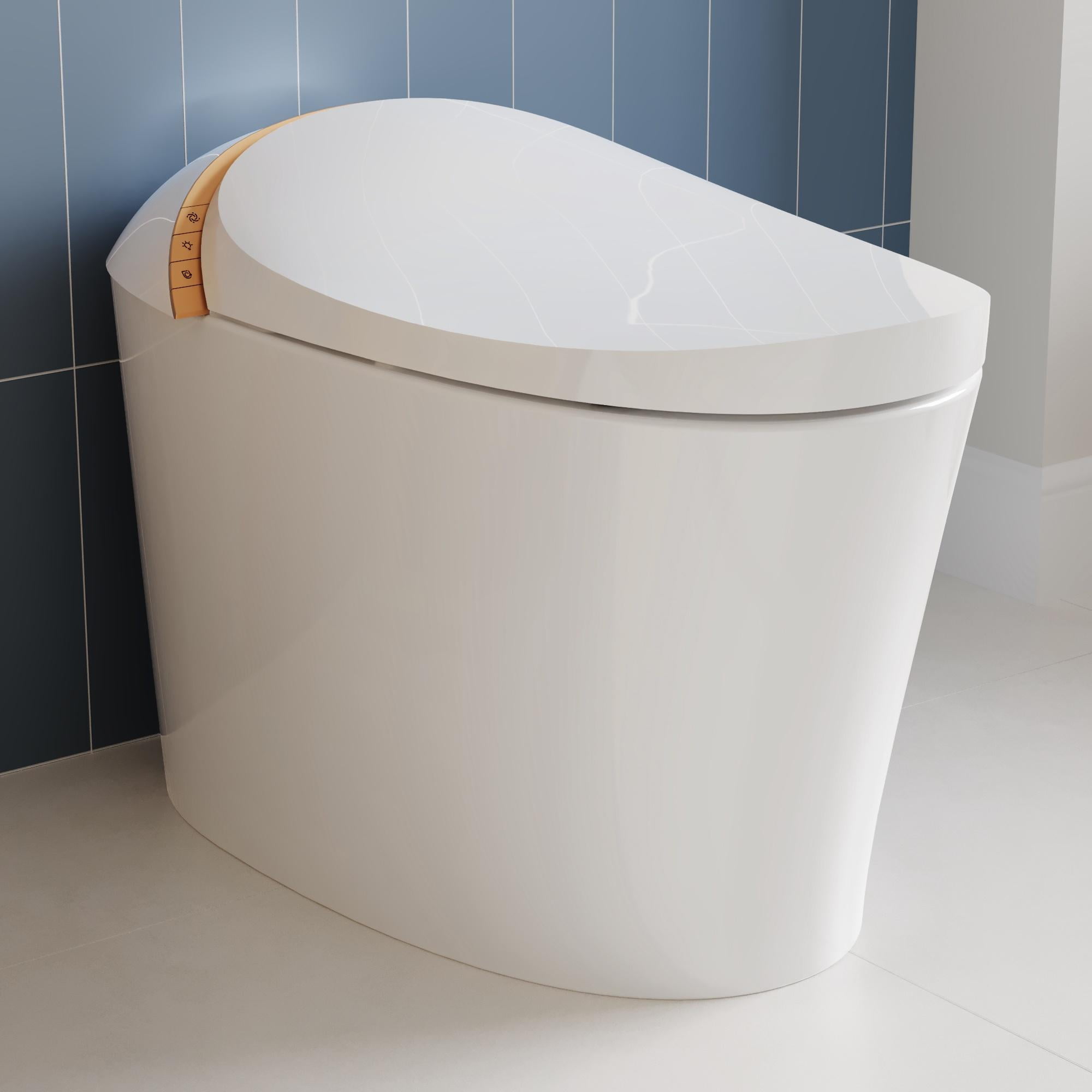 Tankless Elongated Smart Toilet 1.1/1.45 GPF in White with Auto Flush & Foot Sensor Flushing, Heated Seat, Night Light