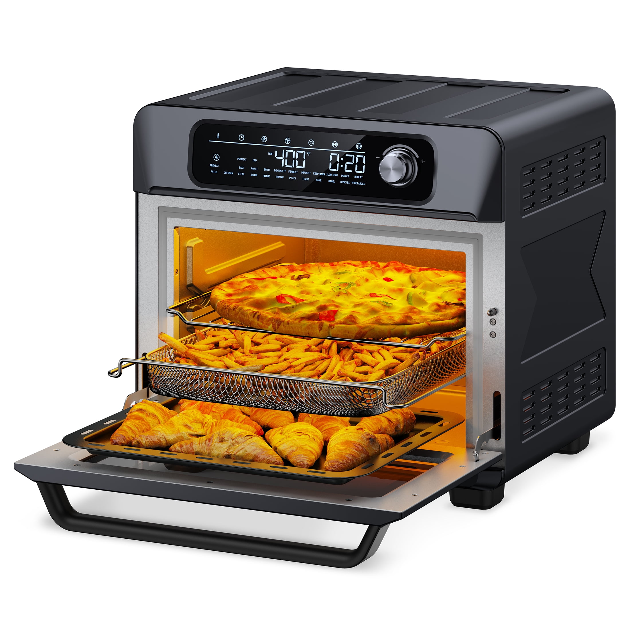 TaoTronics Air Fryer, 26 QT Extra Large Capacity Toaster Oven 24 in 1 Combo, 1700W, Stainless Steel
