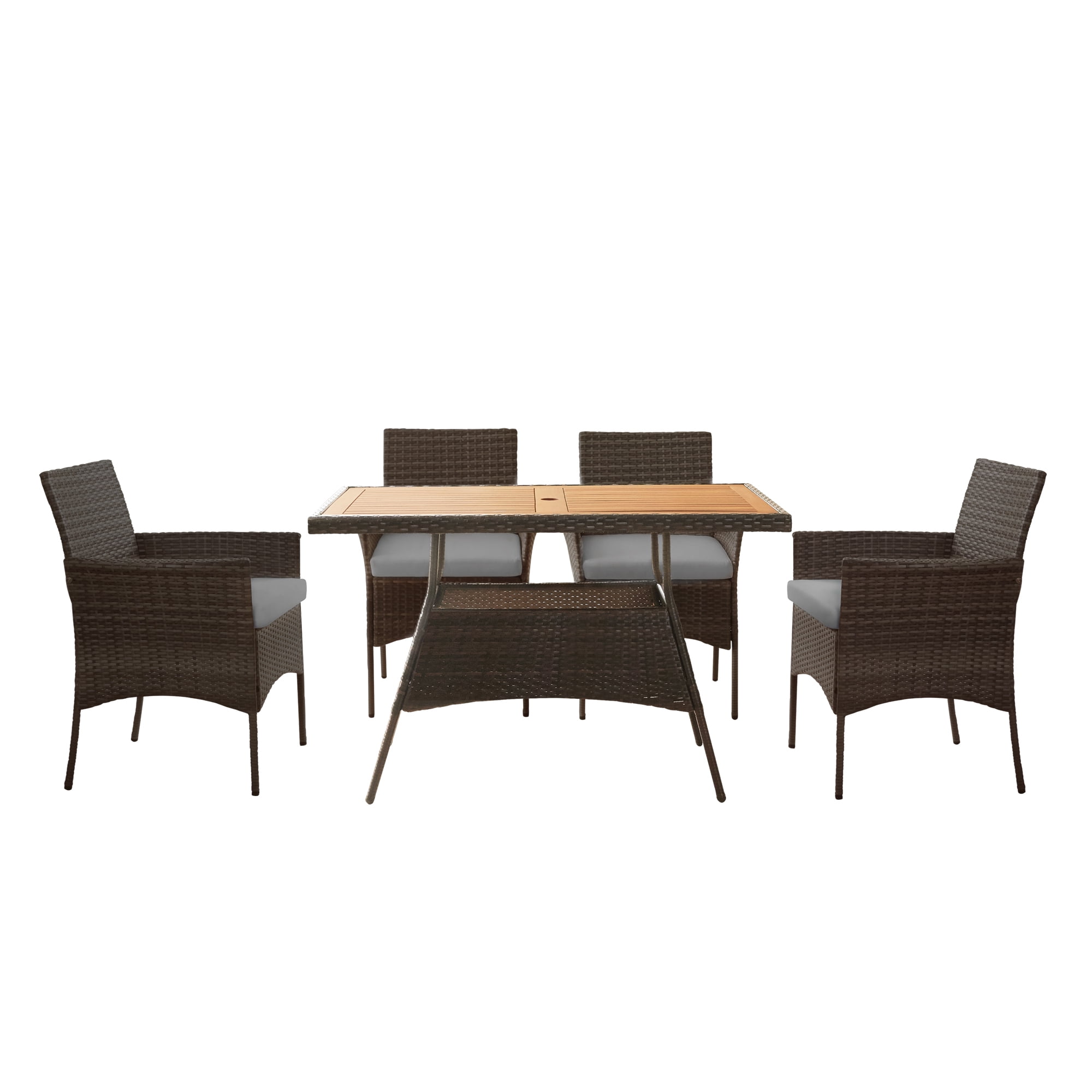 Teamson Home Outdoor 5-Piece PE Rattan & Acacia Wood Dining Set