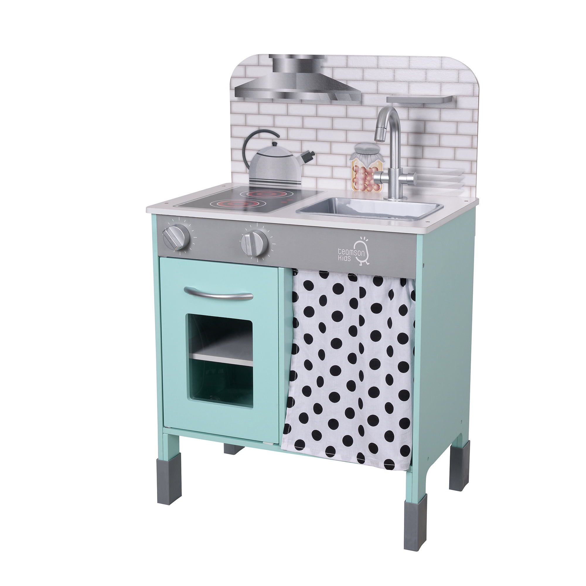 Teamson Kids Little Chef Philly Adjustable Retro Play Kitchen, Oven, Sink, Mint