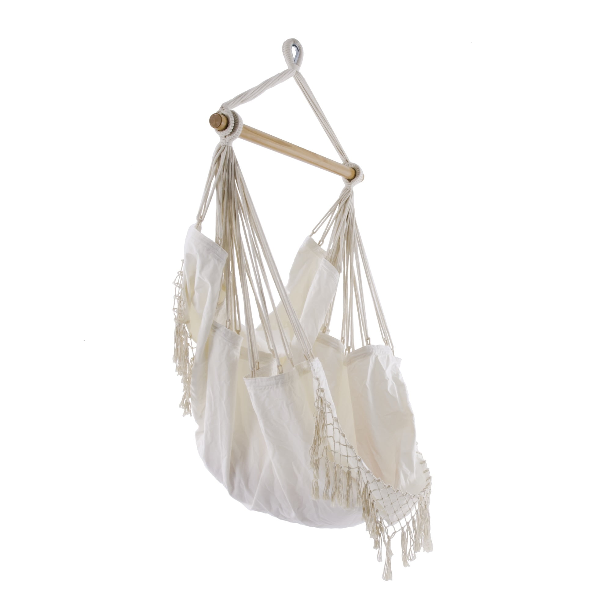 The Hamptons Collection 72” White Brazilian Style Hammock Chair with a Hanging Bar