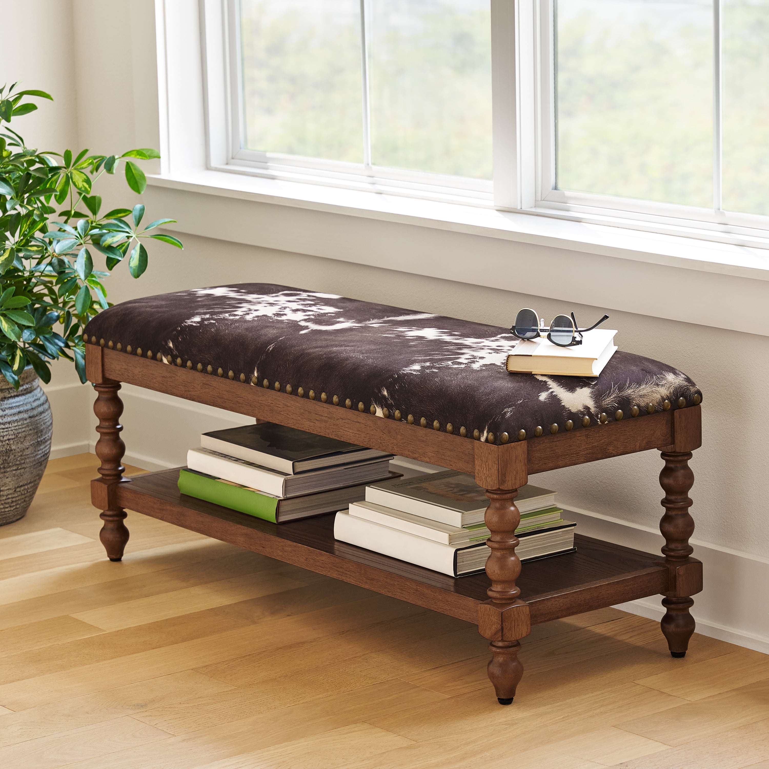The Pioneer Woman Harper Bench- Faux Cowhide