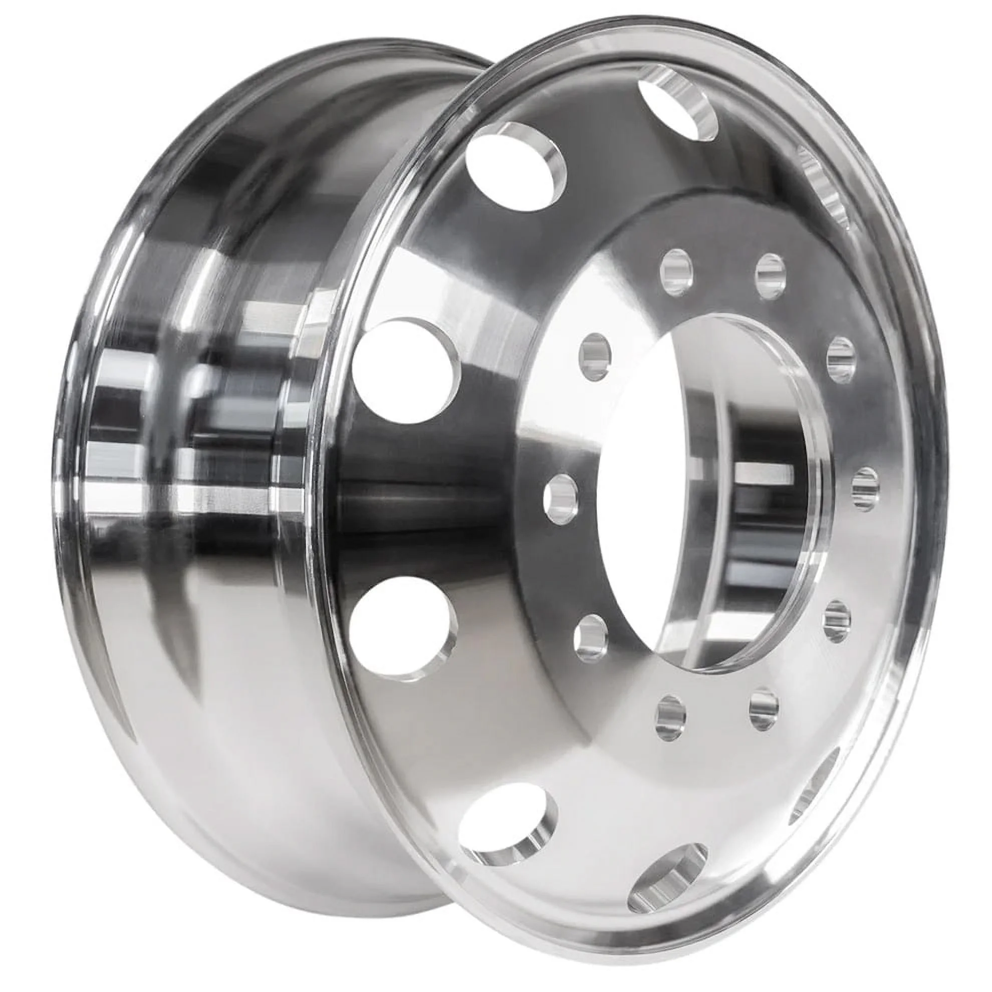 TheWheelDepot 22.5 x 8.25 Forged Aluminum Machined Bright Silver Wheel, 10 Lug for Truck