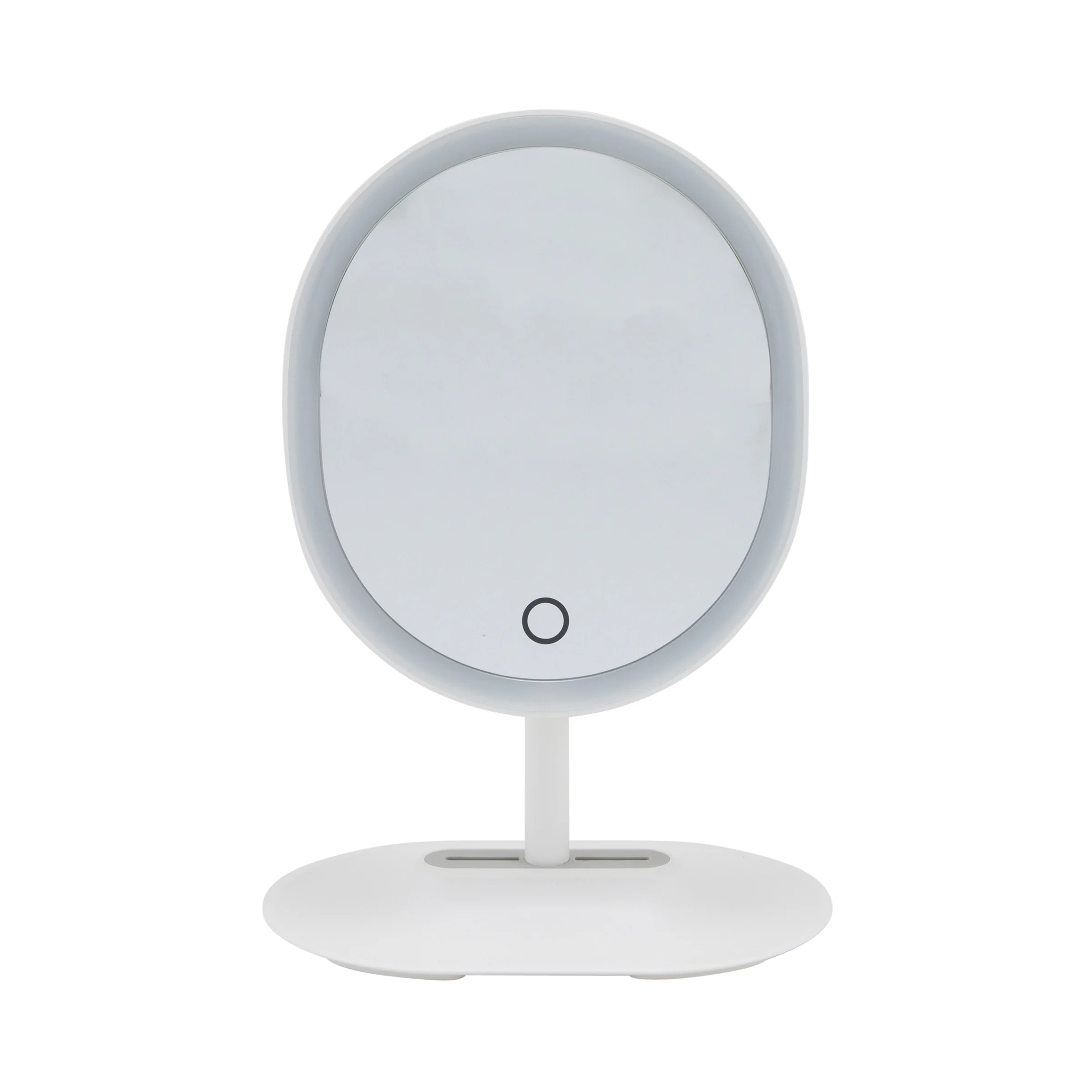 Thinkspace Beauty Tabletop LED Oval 1x Face Type Makeup Mirror with Storage Stand White.