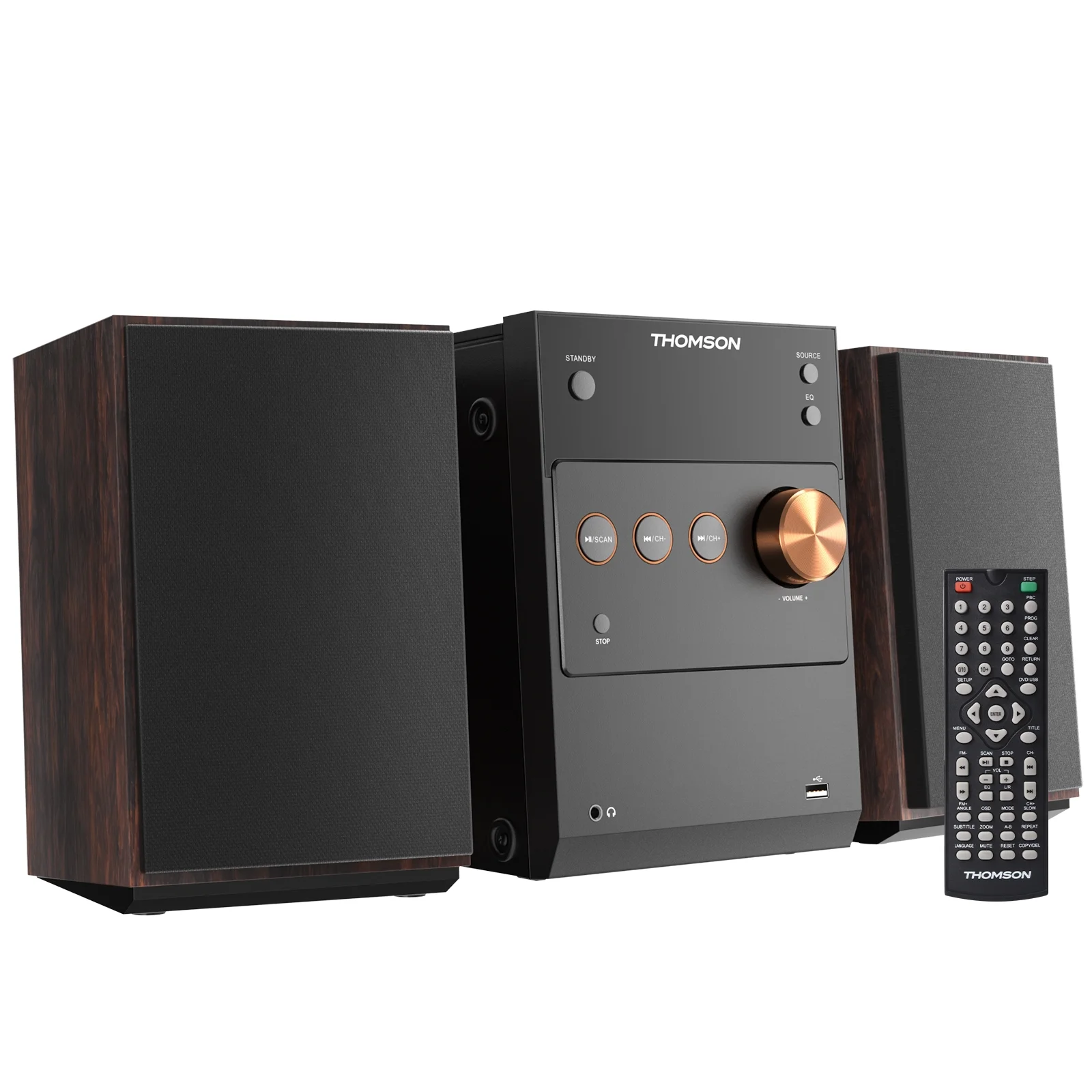 Thomson JD09 Bluetooth Home Stereo System with CD Player and Remote Control, FM Radio, USB Playback, Aux-in & Earphone Jack, Black