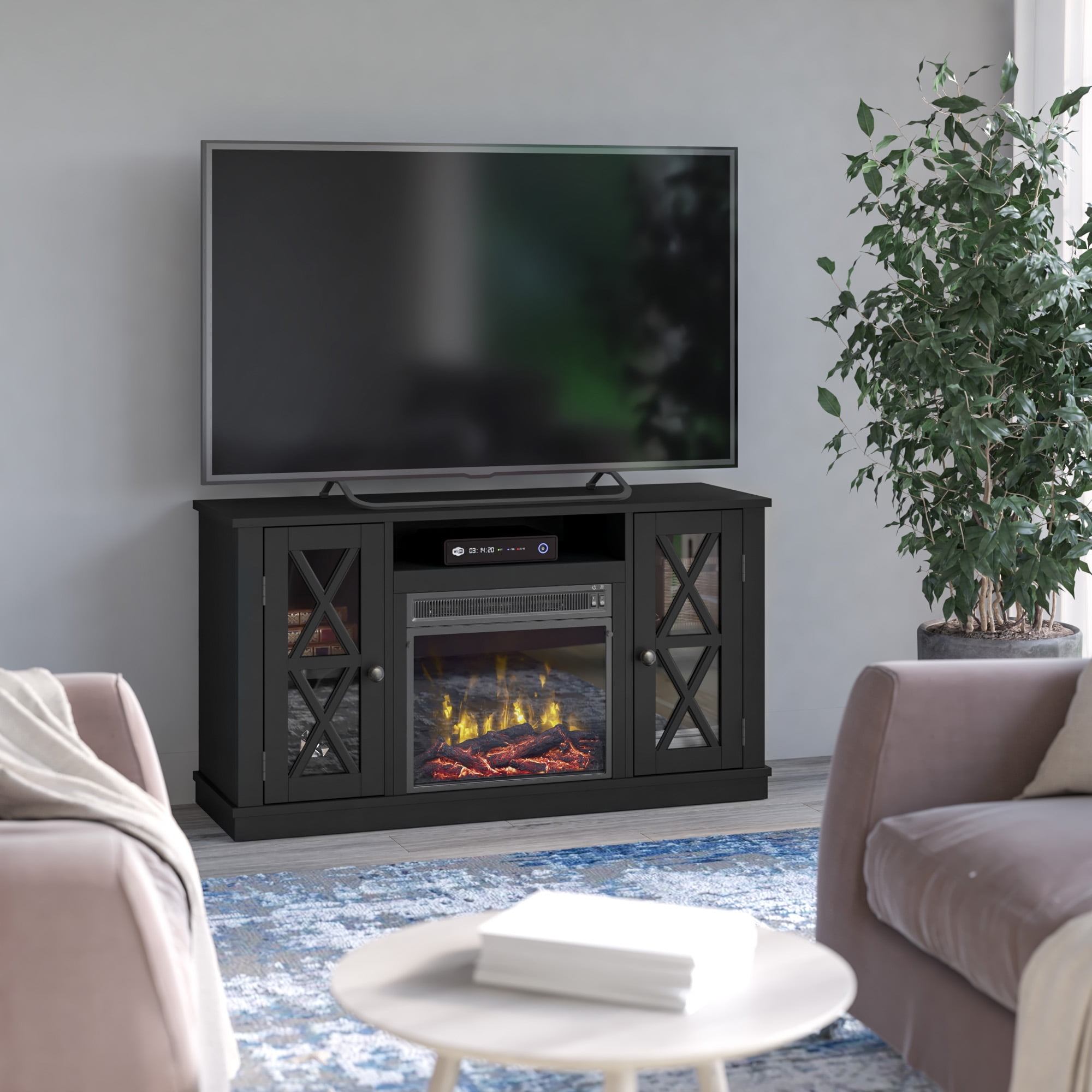 Twin Star Stanton Ridge Electric Fireplace TV Stand for TVs up to 55" , Black