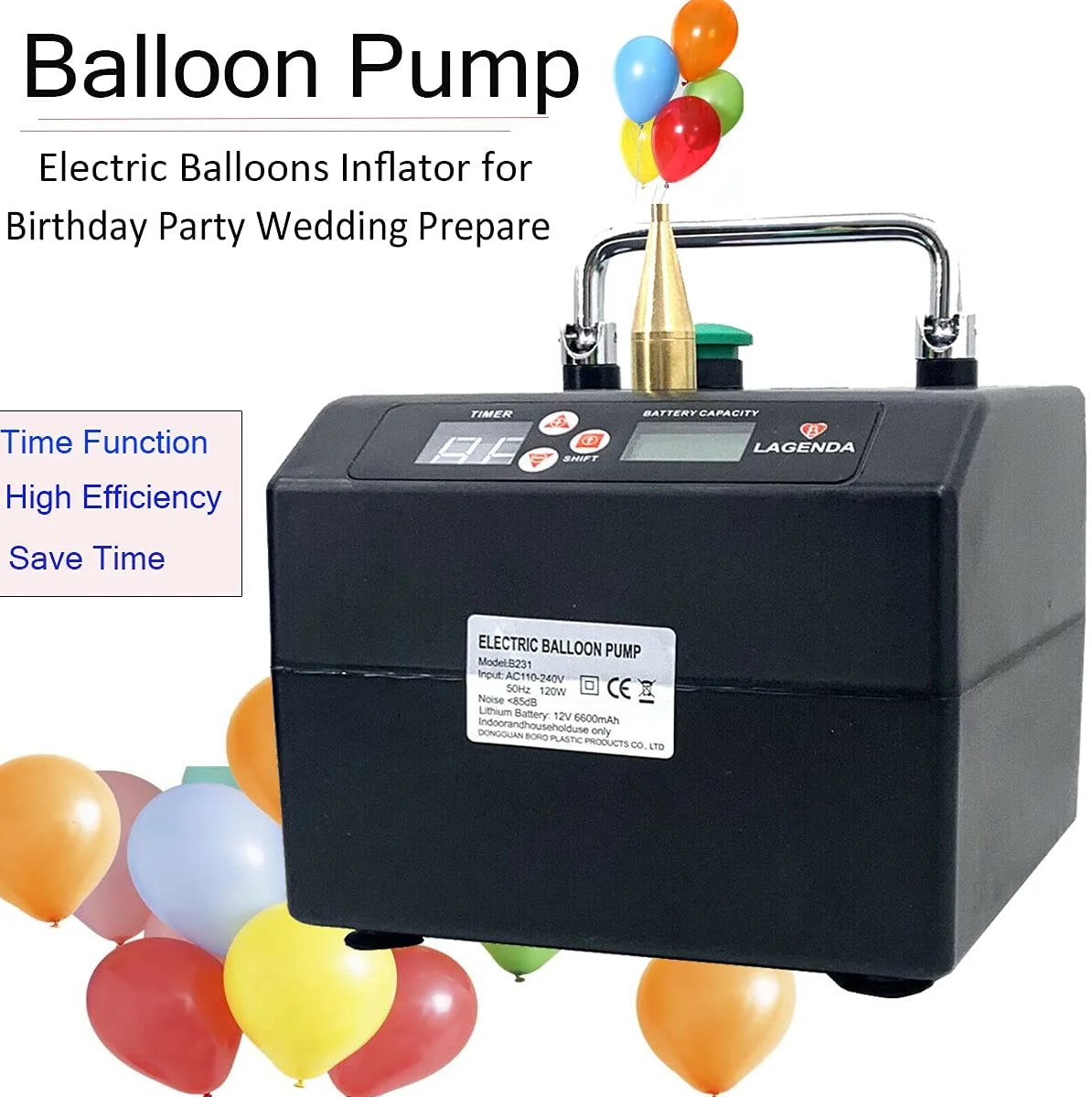 TABODD Electric Portable Balloon Pump Balloon Inflator Party Air Blower Machine with Timer