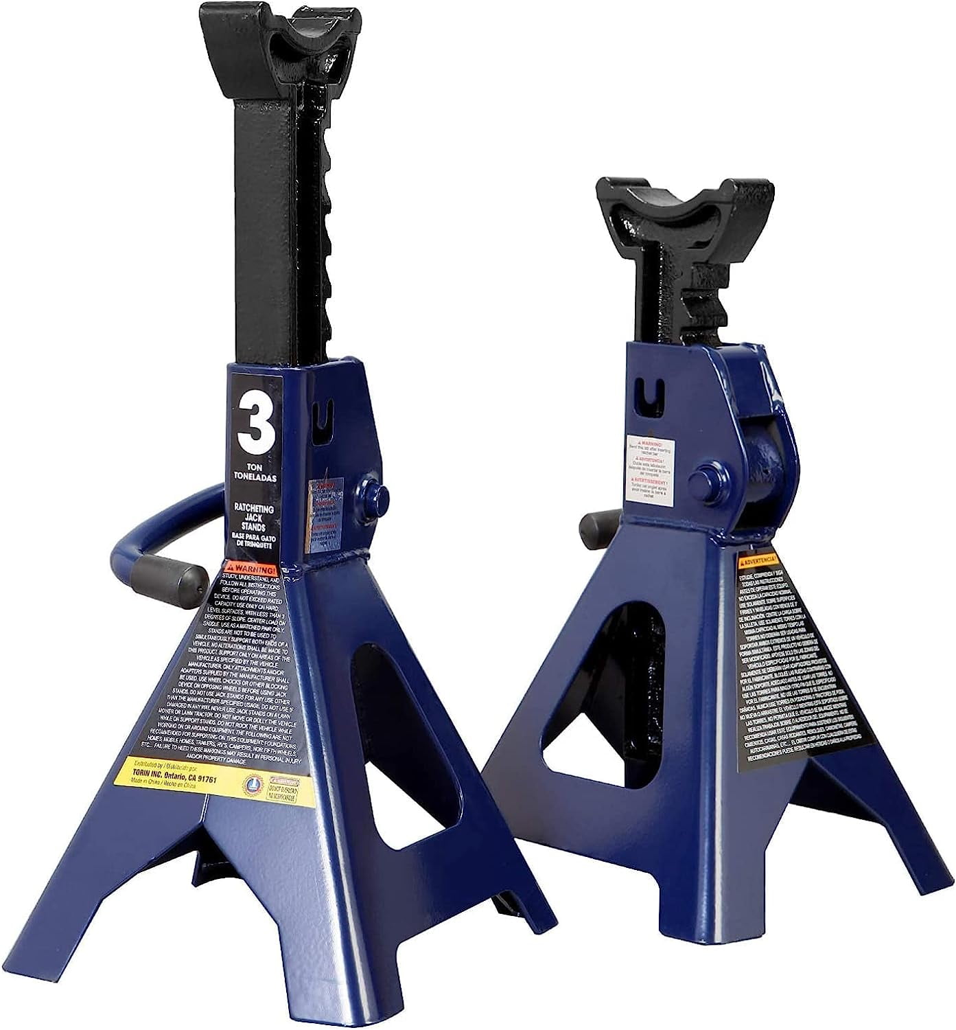 TCE Steel Jack Stands: 3 Ton (6,000 lb) Capacity, Blue, 1 Pair,DMT43202U