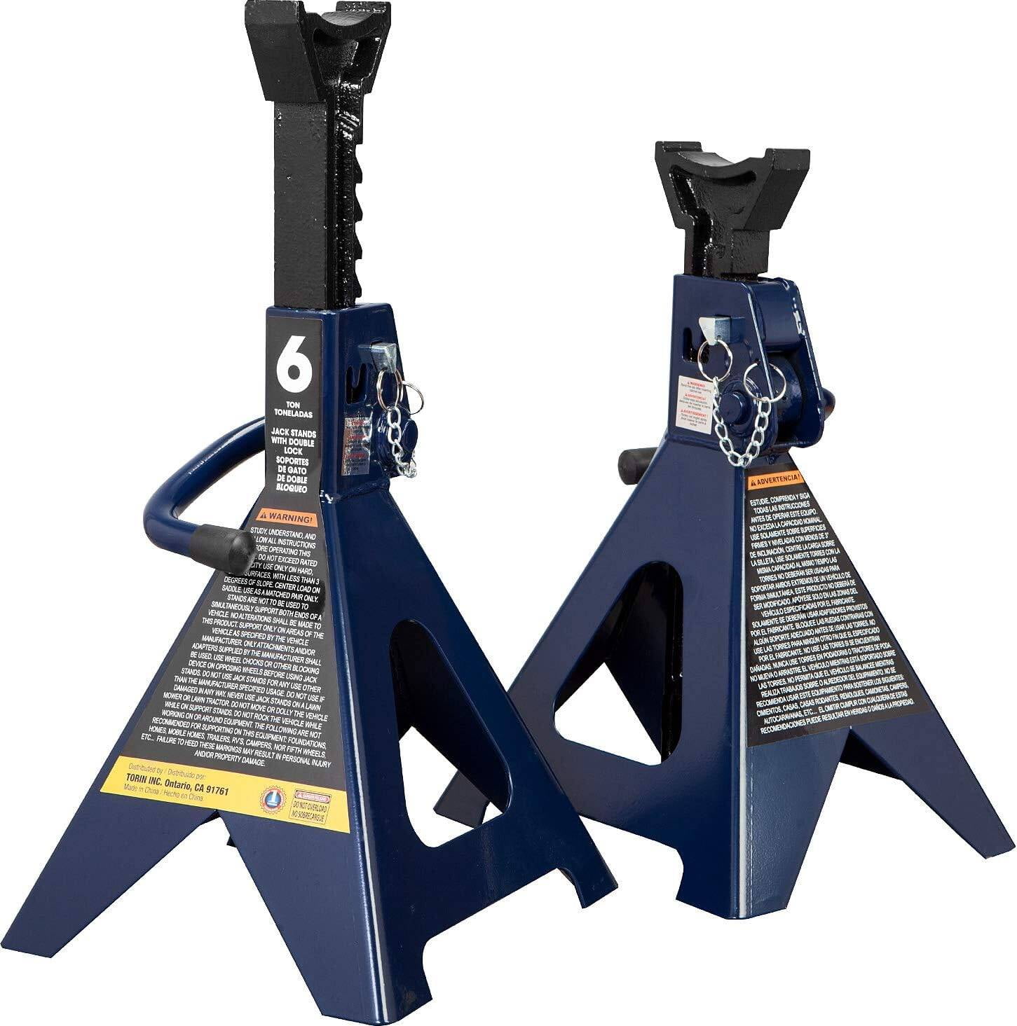 TCE 6 Ton (12,000 LBs) Capacity Double Locking Steel Jack Stands, 2 Pack, Blue, DMT46002AU