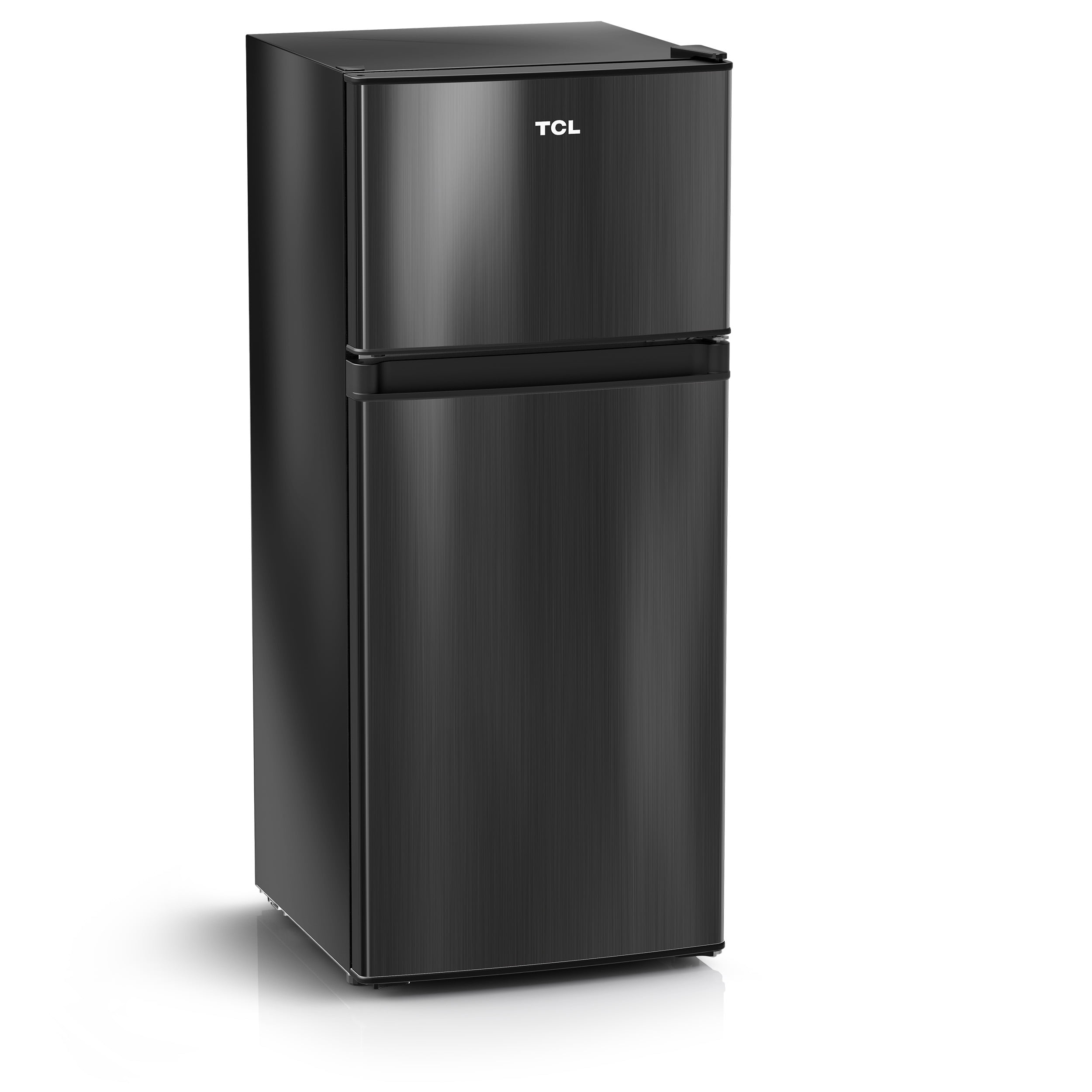 TCL 4.5 Cu. ft. Two Door Compact Mini Fridge With Freezer – Black Stainless Look, Energy Star, MR453Z