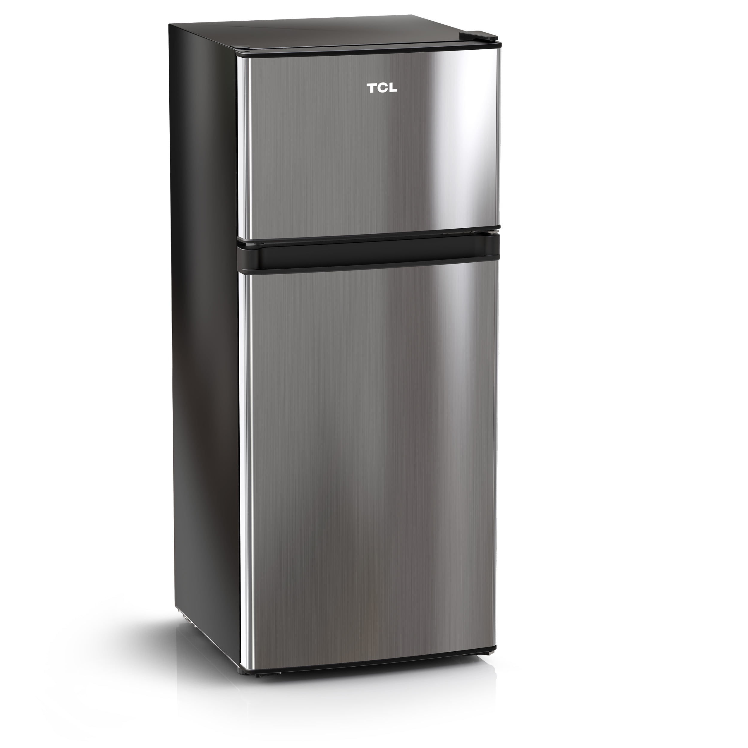 TCL 4.5 Cu. ft. Two Door Compact Mini Fridge With Freezer – Stainless Look, Energy star, MR453L