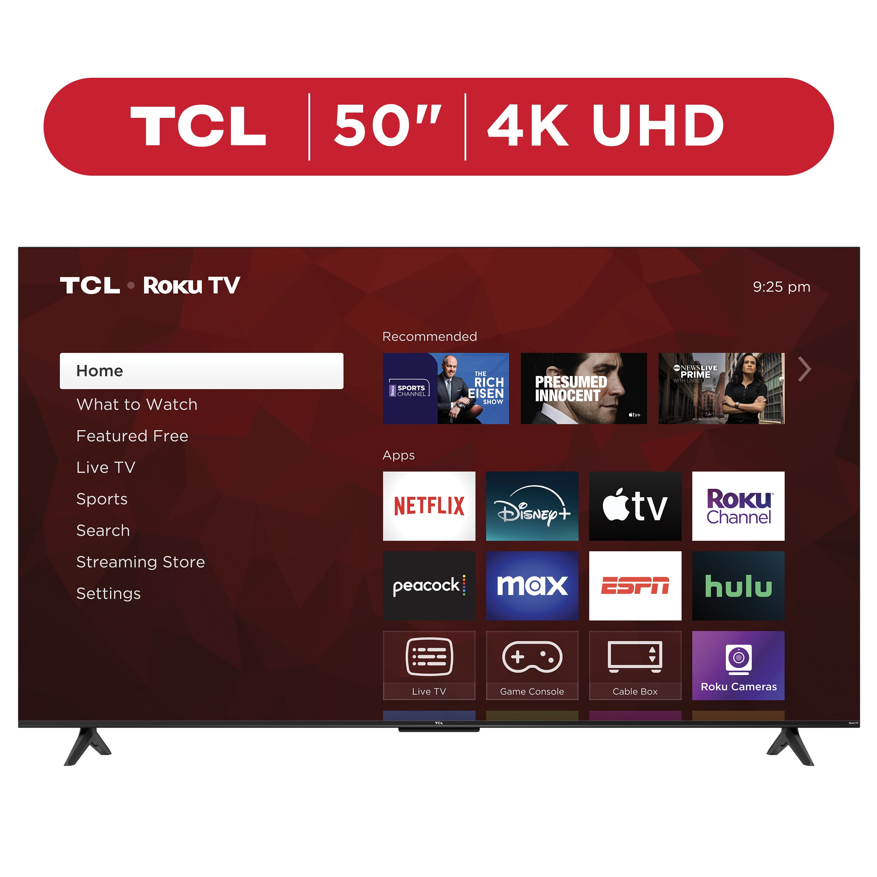 TCL 50” Class S4 (50S451) 4K UHD HDR Smart TV with Roku TV