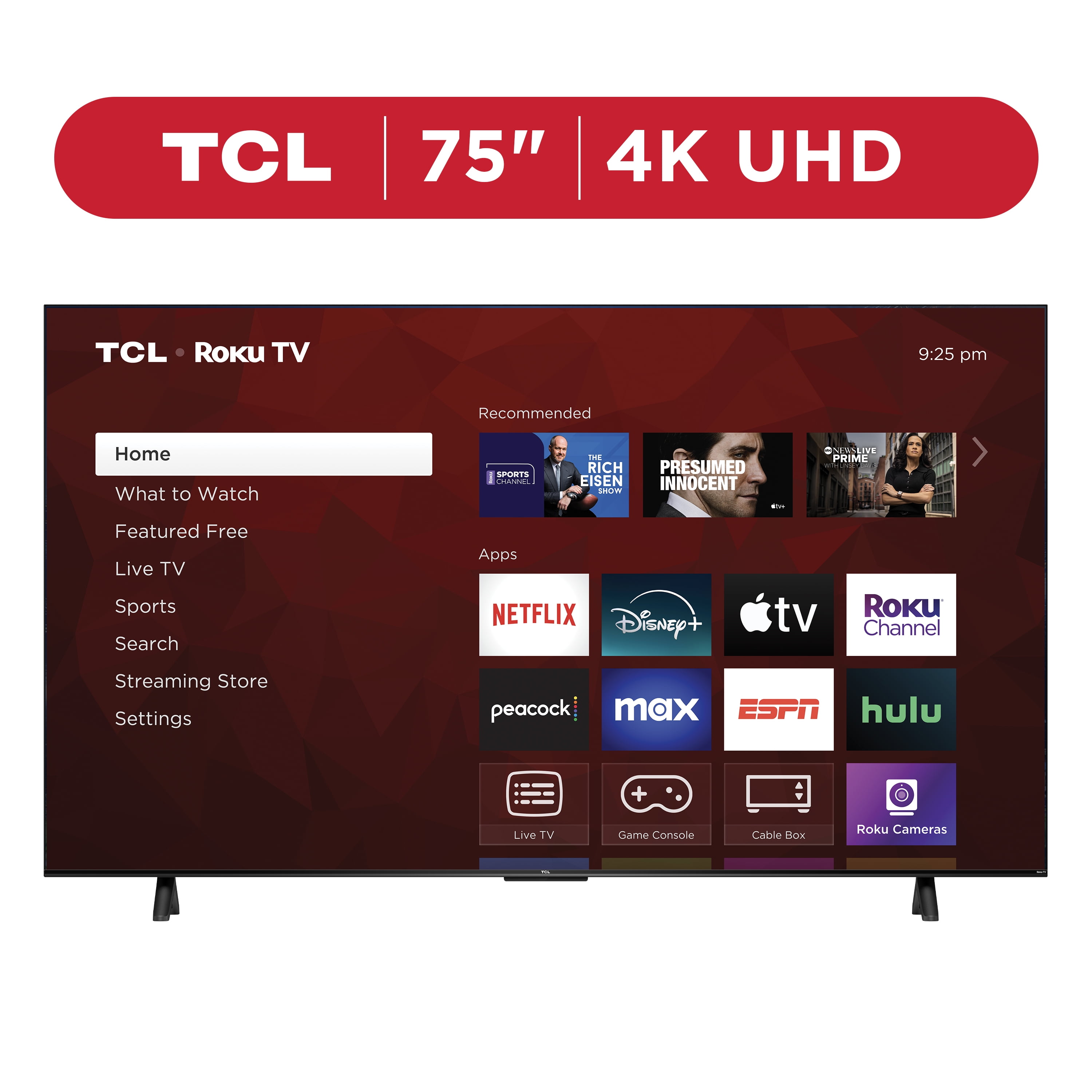 TCL 75” Class S4 (75S451) 4K UHD HDR Smart TV with Roku TV