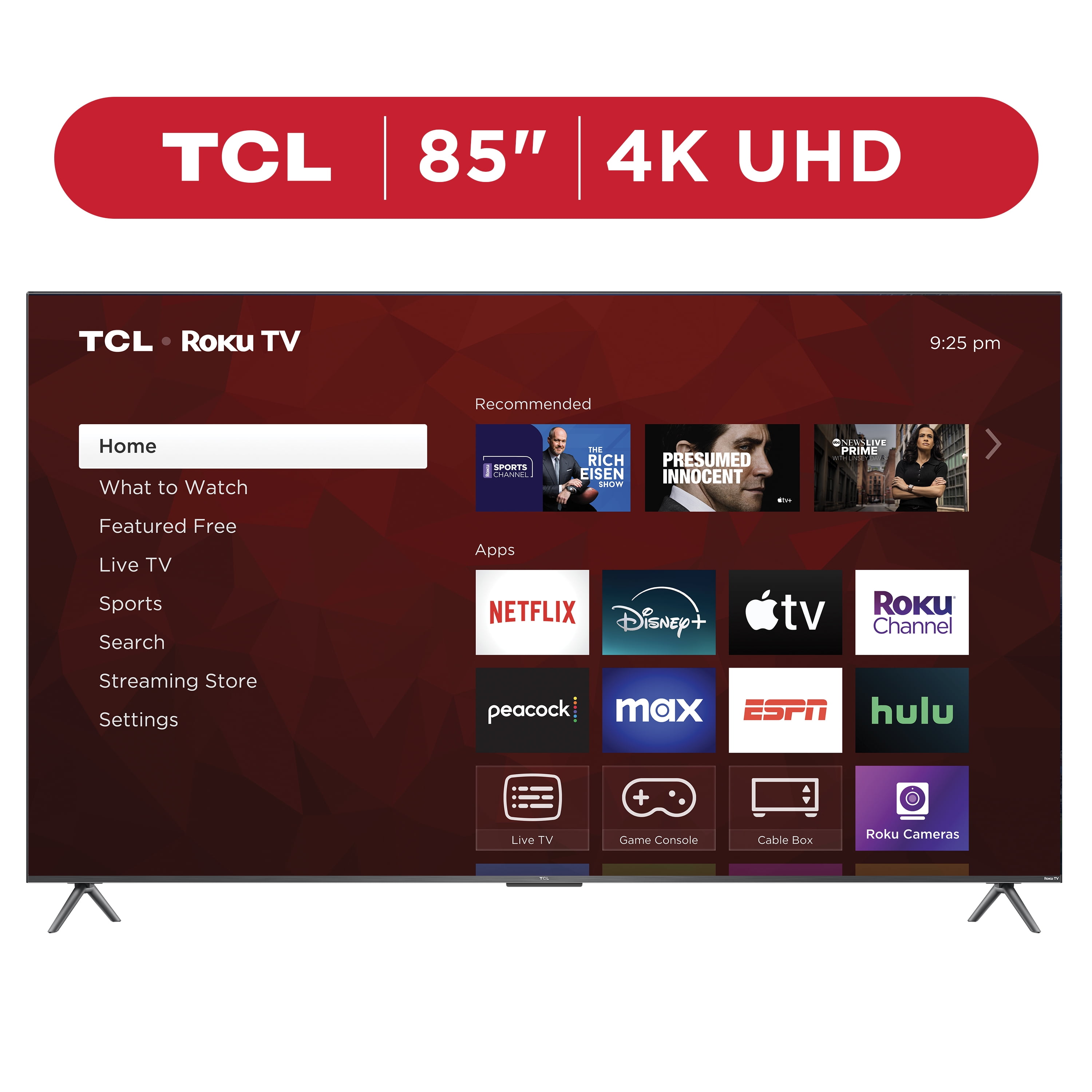 TCL 85” Class S4 (85S410R) 4K UHD HDR LED Smart TV with Roku TV