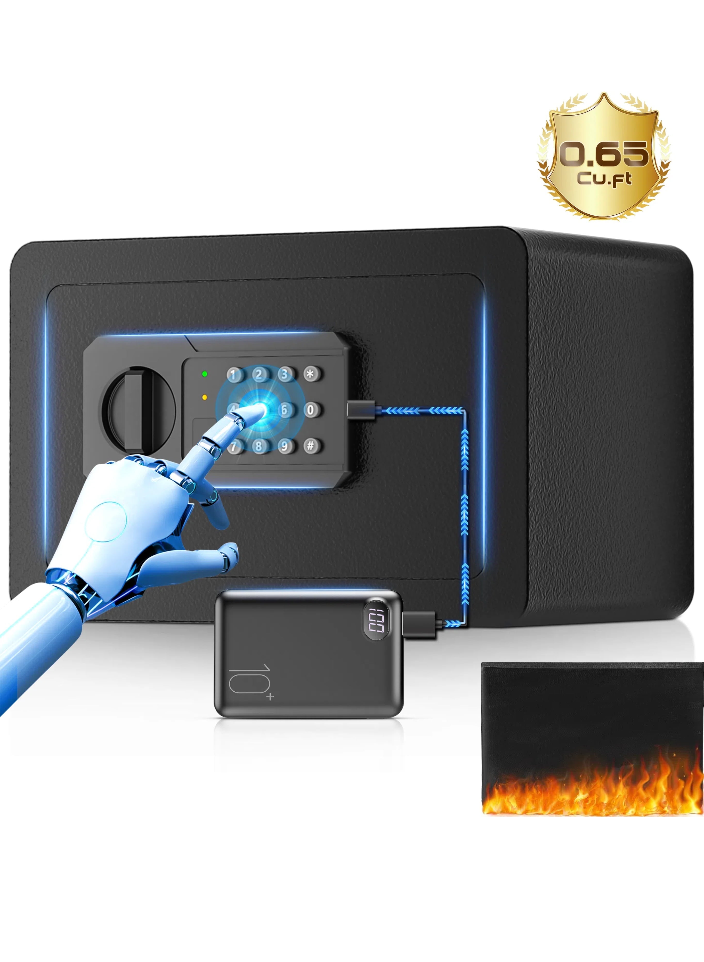 SRWTRCHRY 0.65 Cu.ft Personal Safe Boxes, Home Safe with Password Unlock and Security Alarm Program, Floor Safe with Large Storage Space and Waterproof Bag