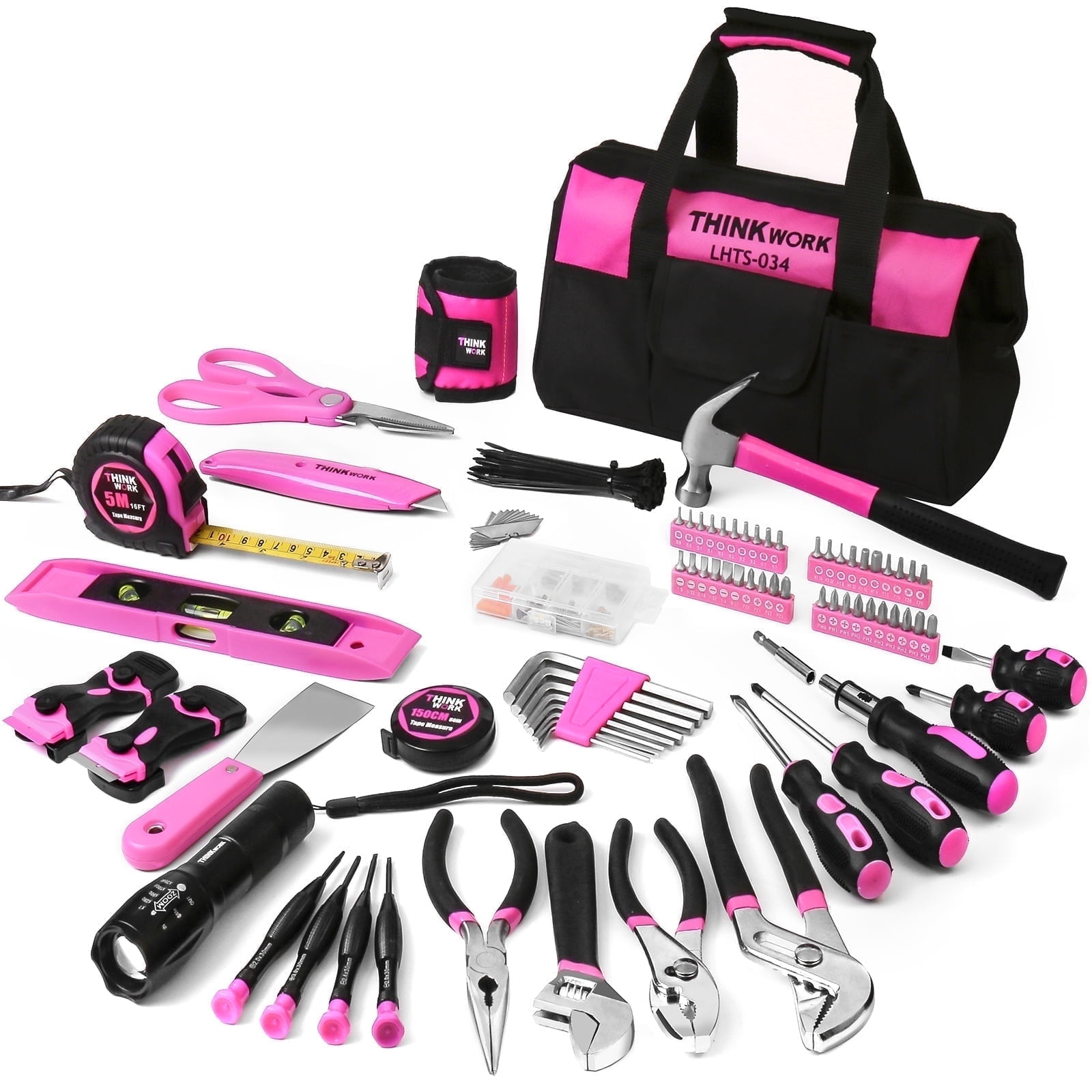 THINKWORK Pink Tool Set- 207 Piece Lady's Portable Home Repairing Tool Kit