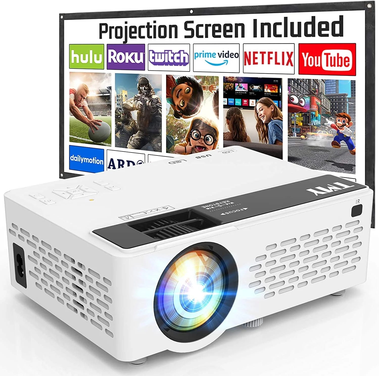 TMY 100" Class FHD (1080P) LED Projector (V08)
