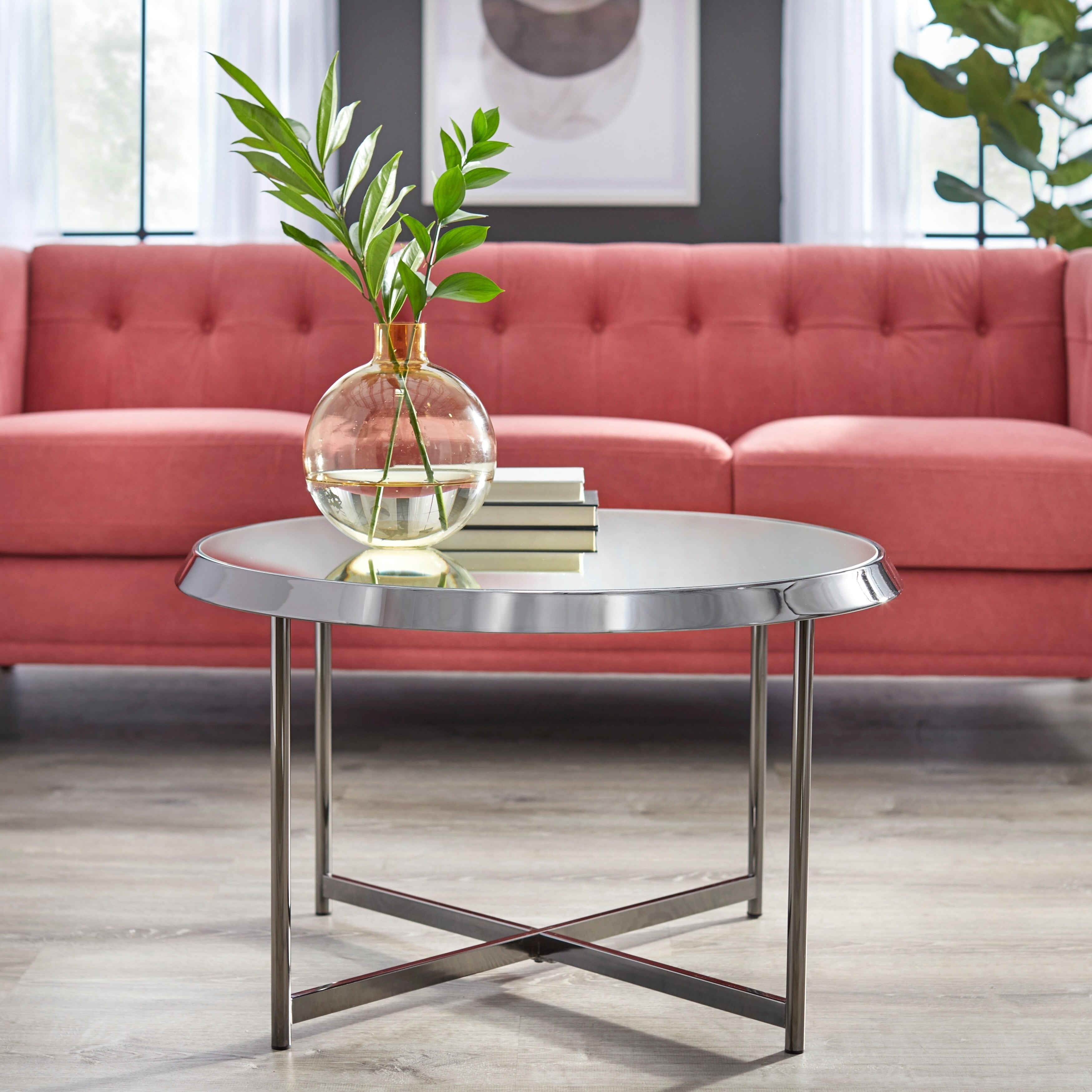 TMS Carly Round Coffee Table , Black Nickel