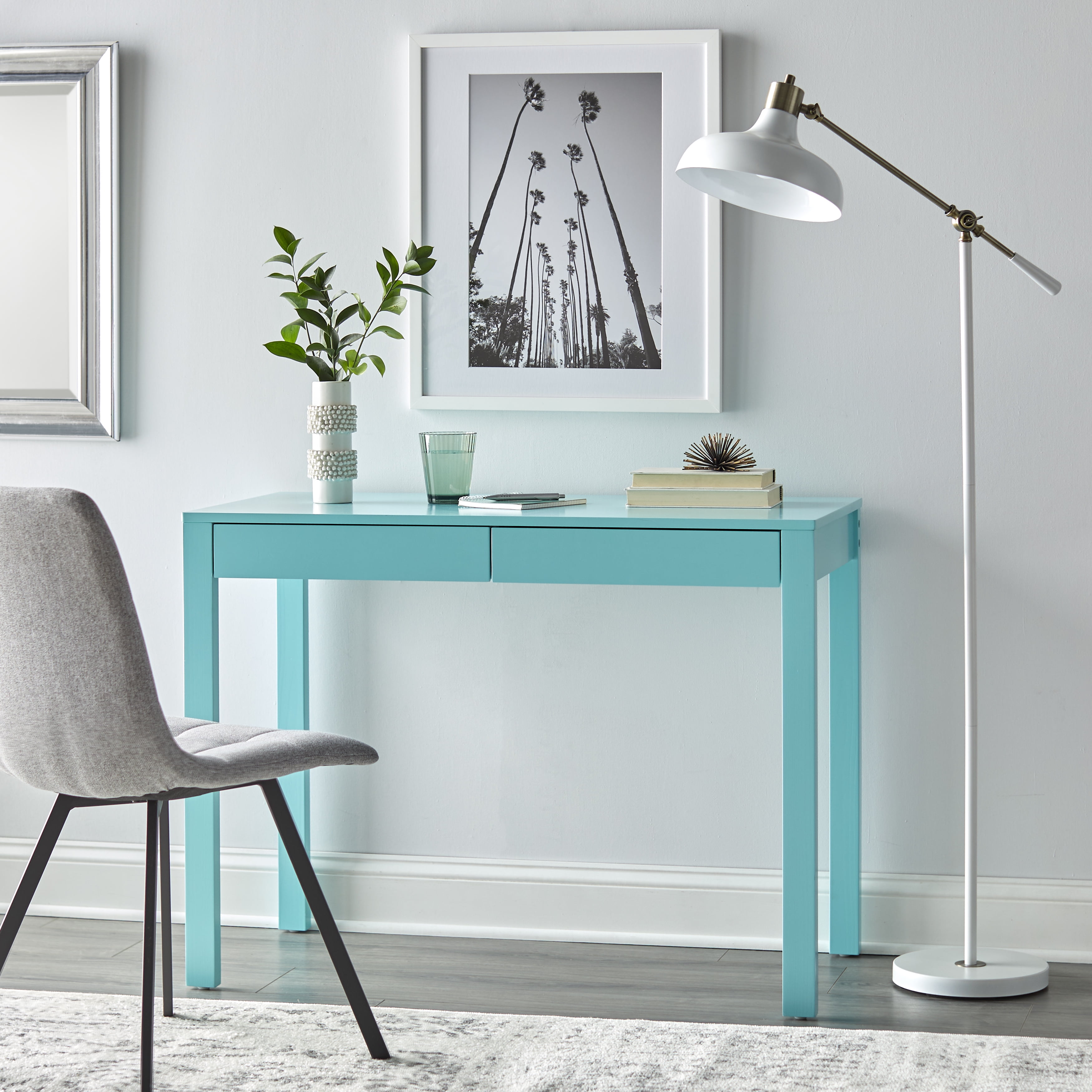 TMS Grant 2-Drawer 40" Student Writing Desk, Aqua Blue