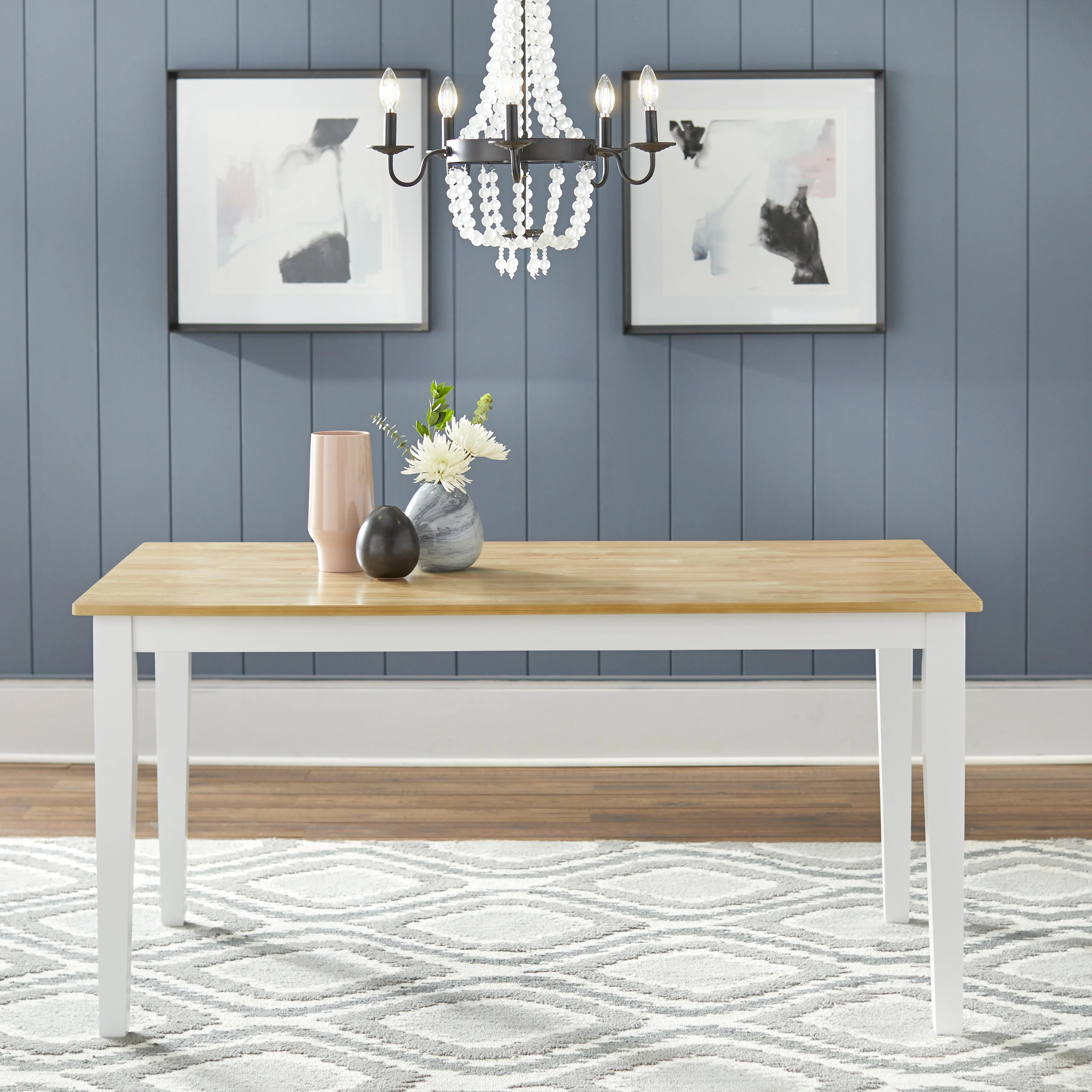 TMS Havana 59" Indoor Dining Table, White/Natural