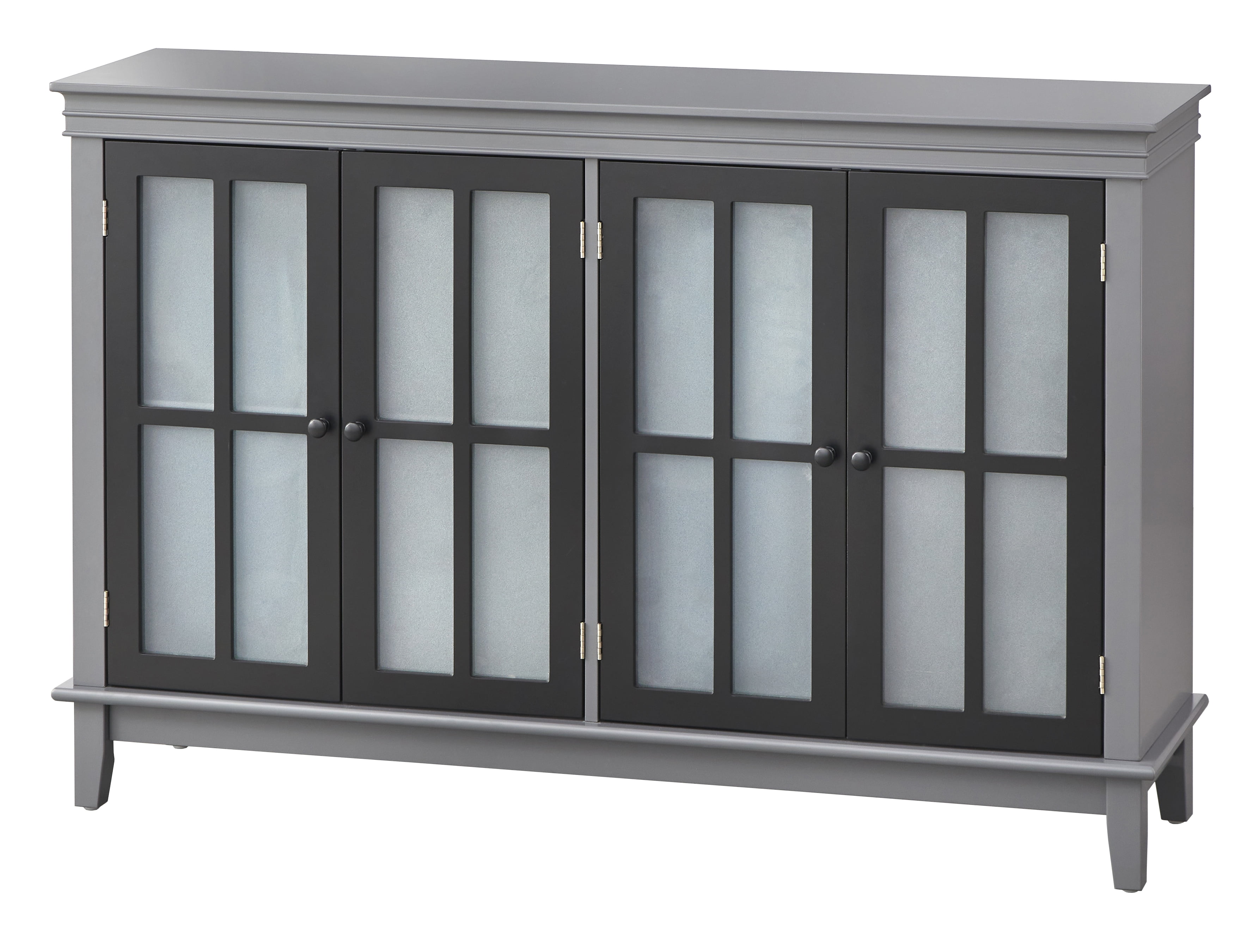 TMS Hampshire Two-Tone Sideboard with Tempered Glass Doors, Charcoal Gray/Black