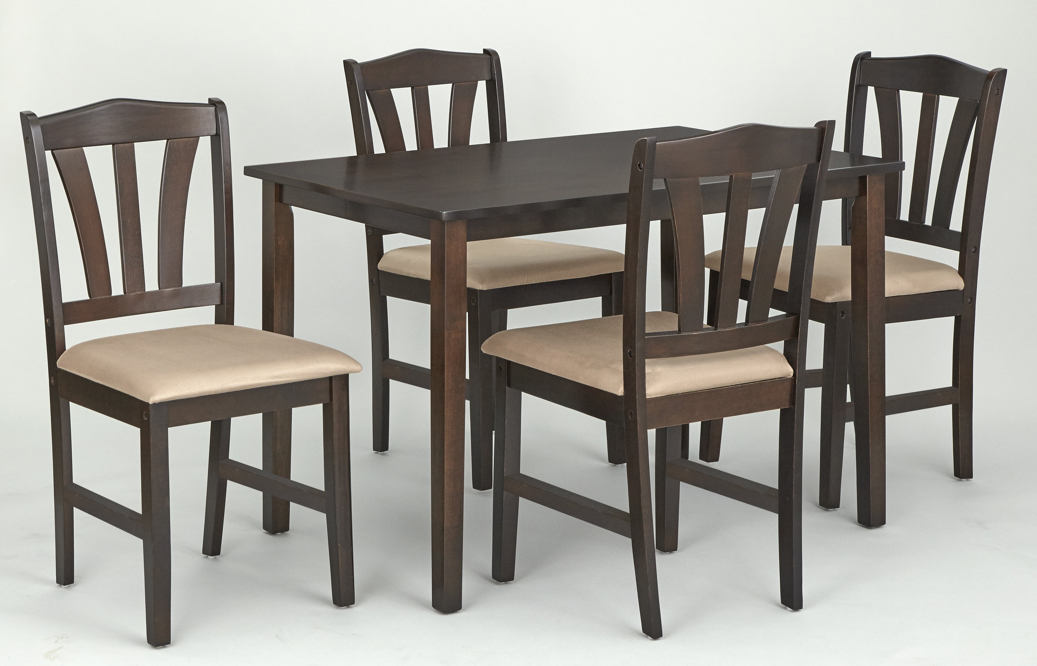 TMS Metropolitan 5-Piece Wood Farmhouse Upholsered Dining Set with Table and Chairs, Espresso