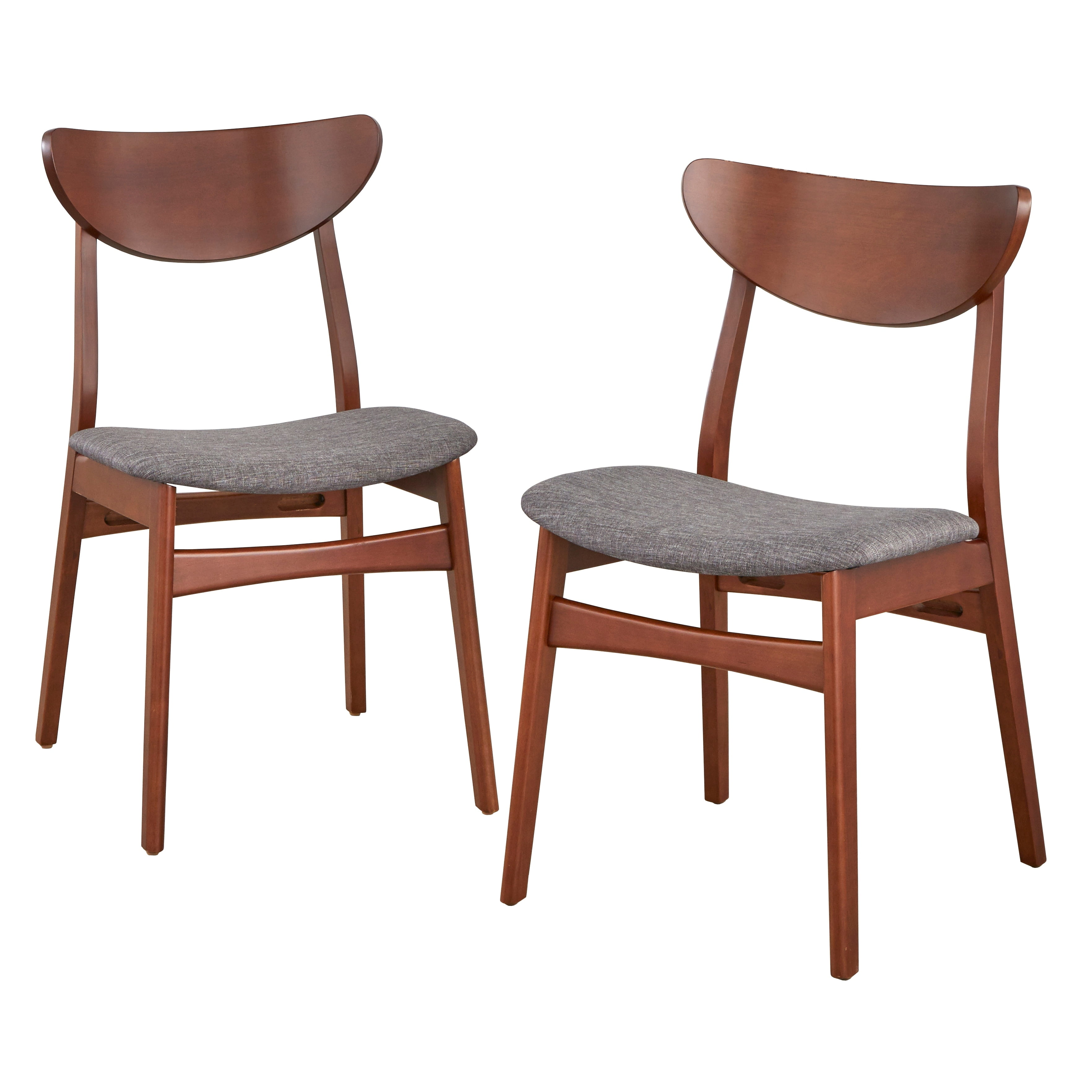 TMS Dafina Indoor Dining Chair, Set of 2, Walnut/Dark Gray