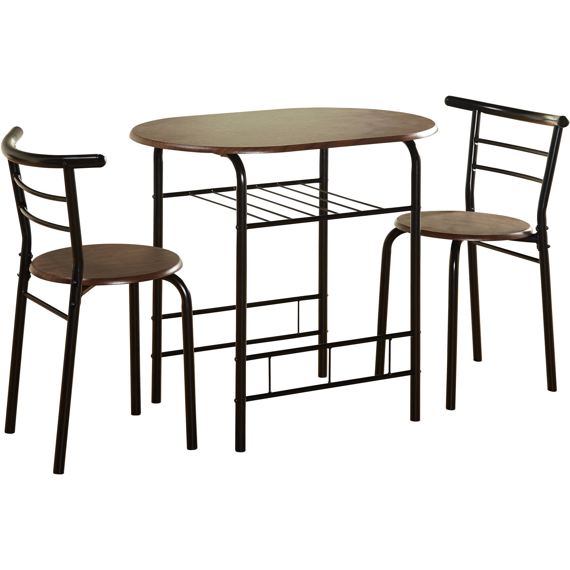 TMS 3-Piece Indoor Metal Bistro Dining Set, Includes Round Table and Chairs, Black/Espresso