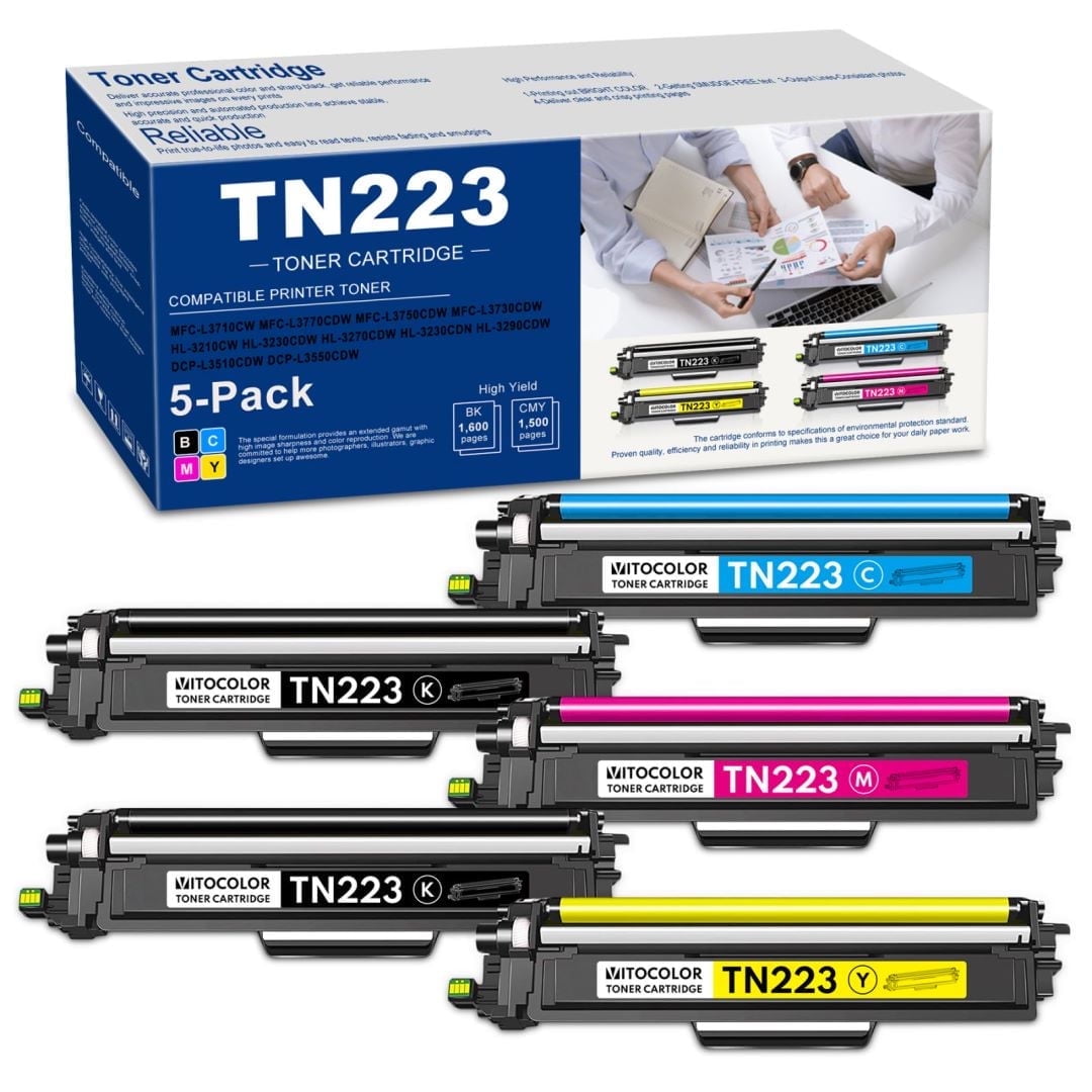 TN223 Toner Cartridge Replacement for Brother TN-223BK Toner for MFC-L3770CDW Printer(5PK)
