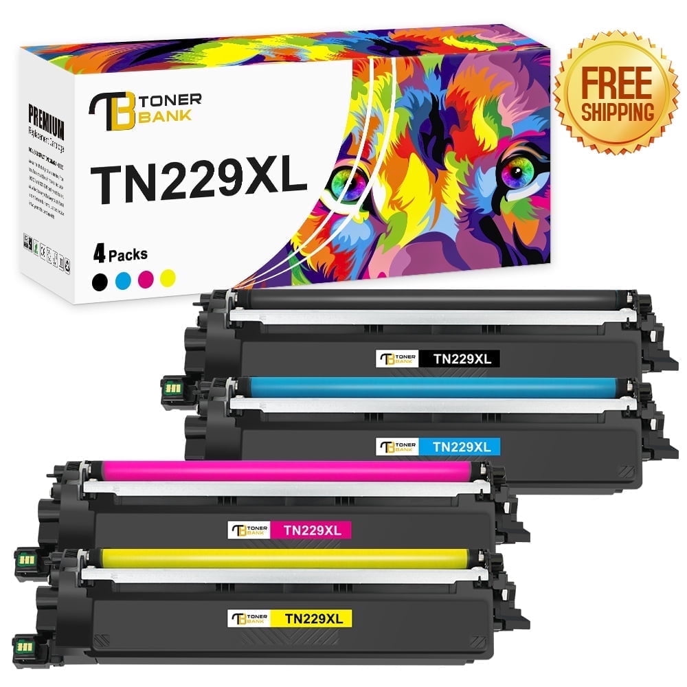 TN229XL TN229 Toner Cartridge with Chip Compatible for Brother TN229 TN-229XL TN-229 for HL-L3280CDW HL-L3220CDW MFC-L3720CDW MFC-L3780CDW HL-L3300CDW Printer (Black Cyan Magenta Yellow, 4-Pack)
