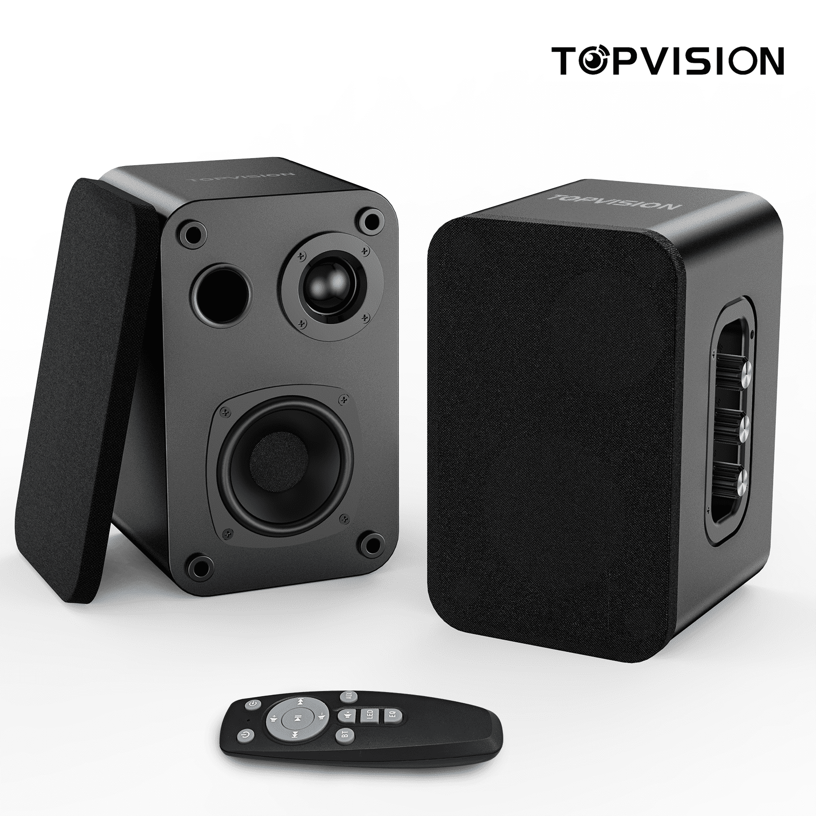 TOPVISION Bookshelf Speakers 50W*2, BT 5.4 Wireless Speaker with Woofer, 2.2ch Computer Speakers for Desktop PC with Optical/AUX/USB/Bluetooth
