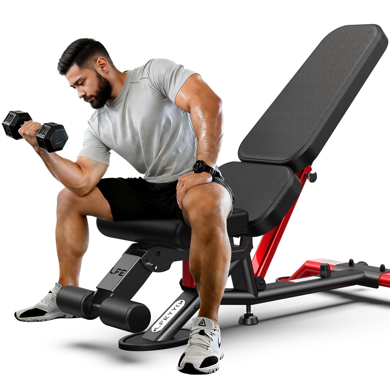 TOSSFD Heavy Duty Adjustable Weight Bench 2000 LBS, Commercial Home Gym Bench for Full Body Workout with Decline/Incline/Flat Positions, Extra Wide & Stable