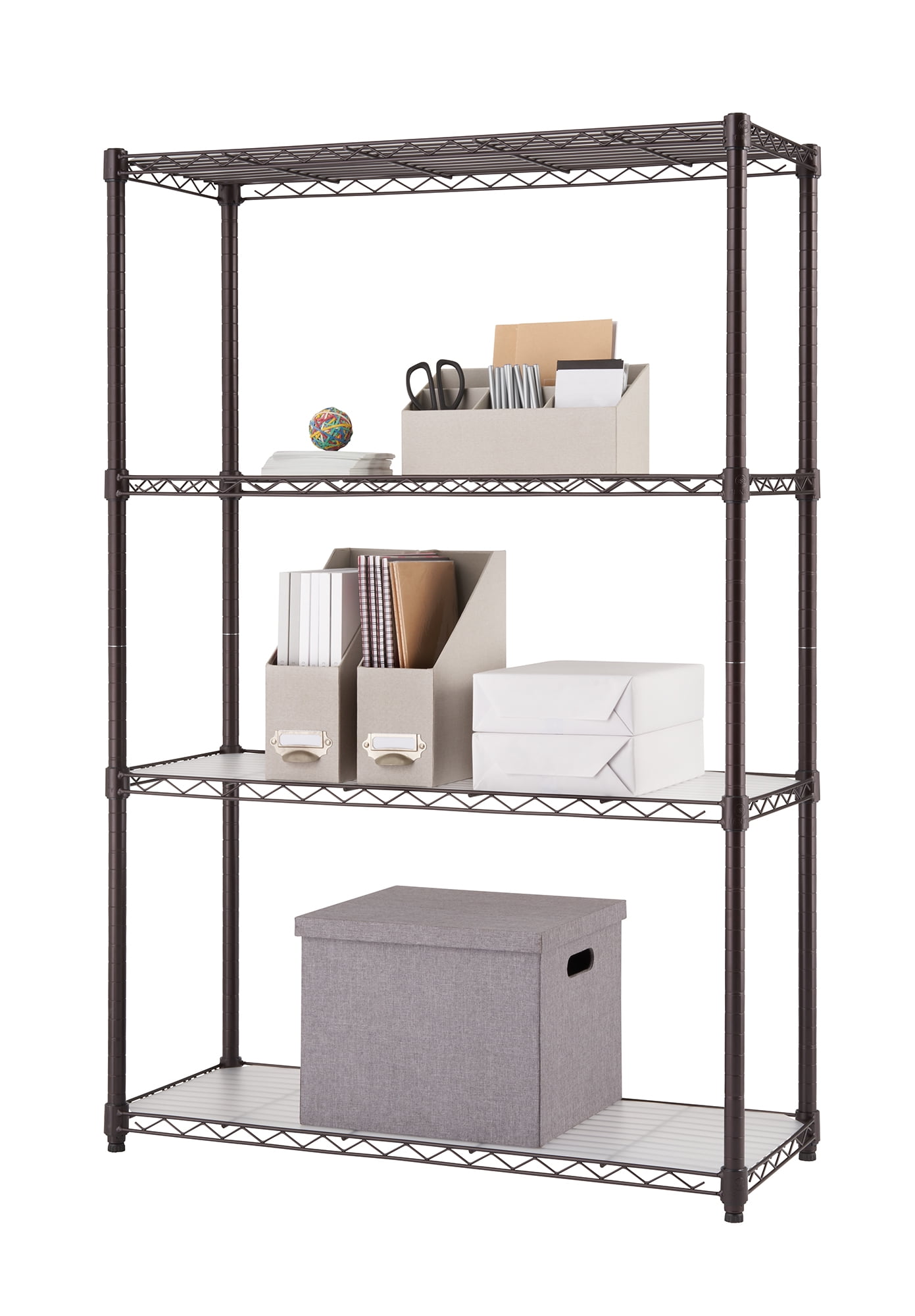 TRINITY 4-Tier 36x14x54 Commercial Wire Shelving w/ Liners, NSF - Dark Bronze