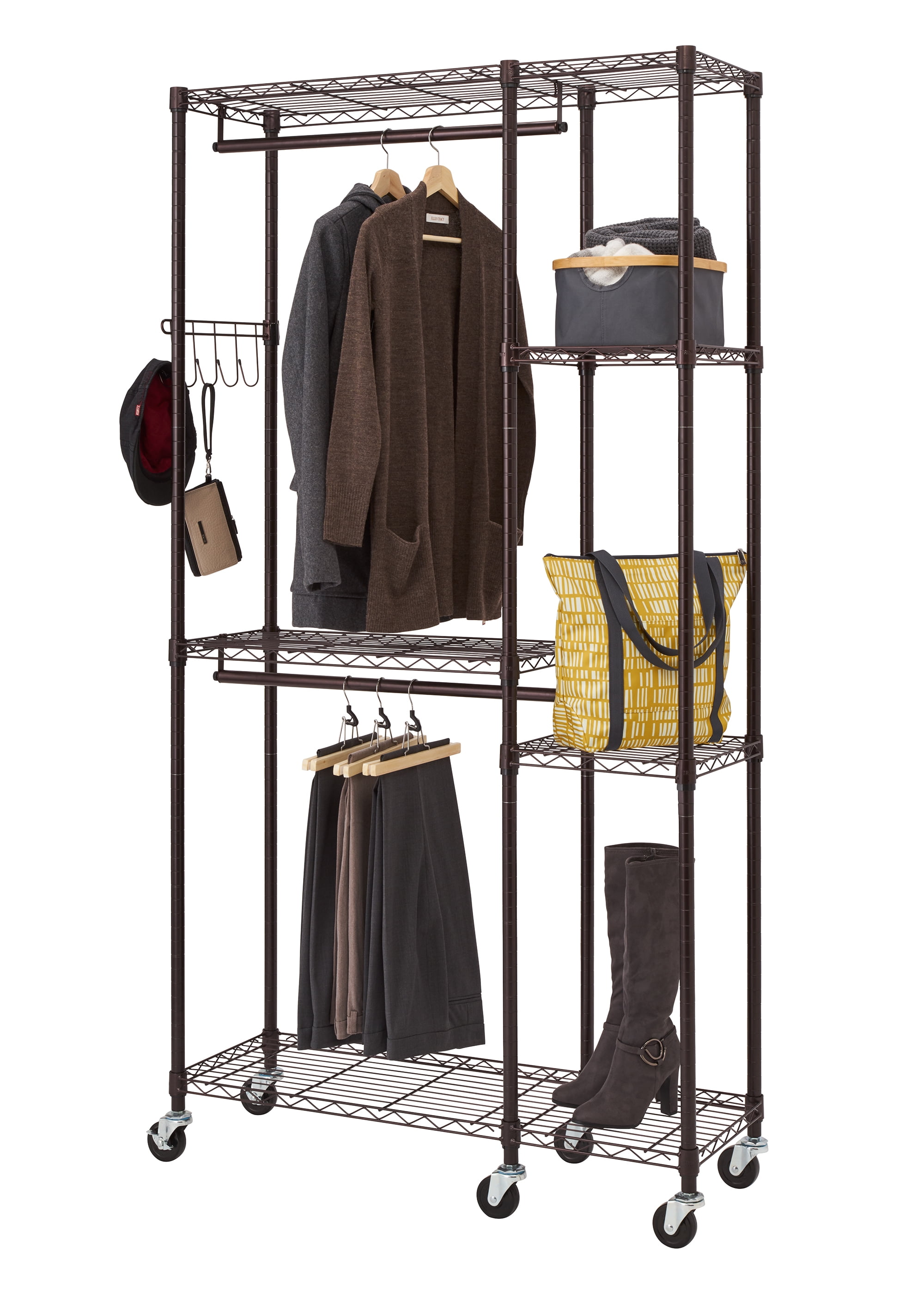 TRINITY 41x14x76 Rolling Closet Organizer - Dark Bronze