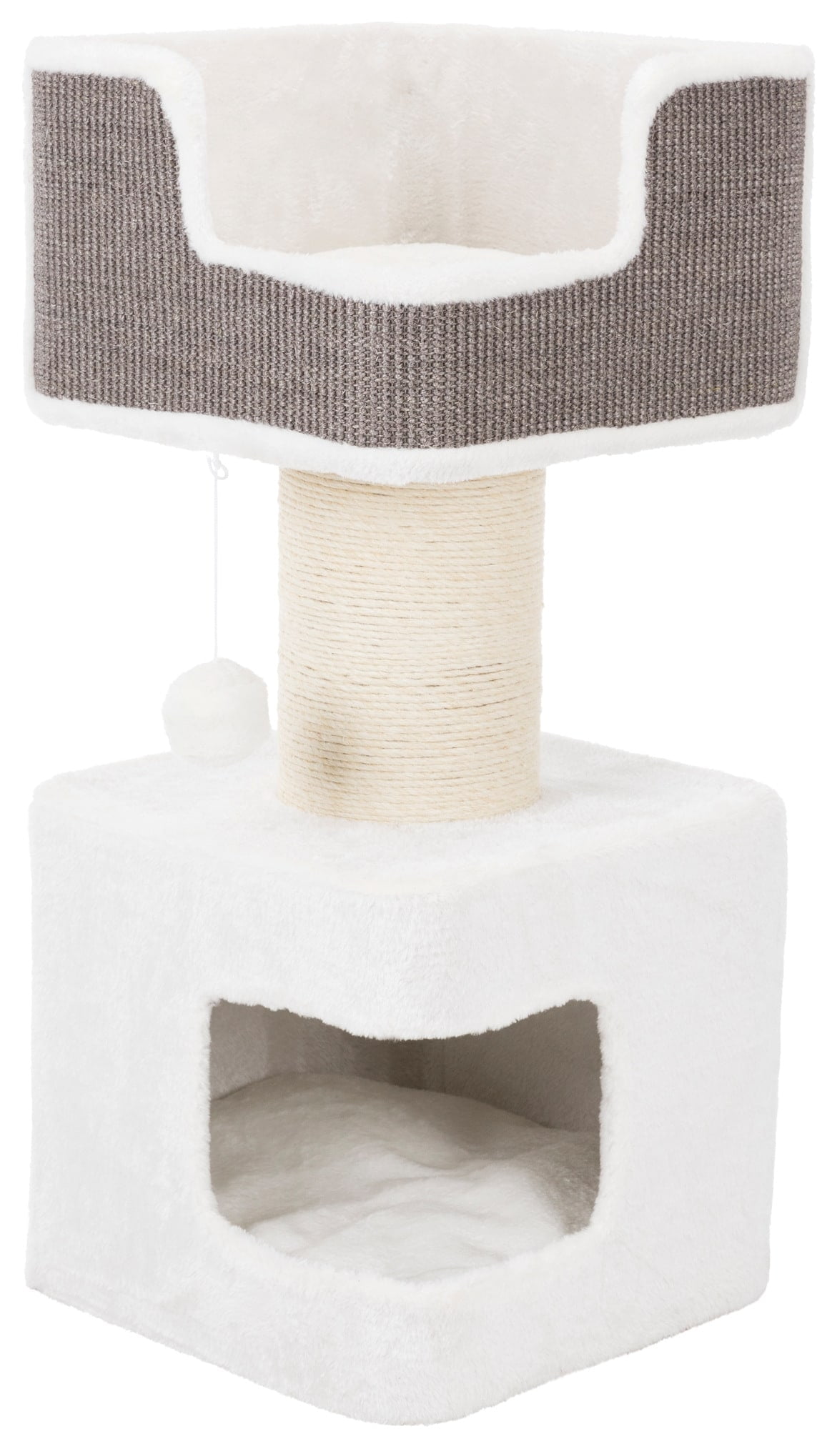 TRIXIE Ava XXL Jute & Plush 2-Level 34" Cat Tree with Scratching Post & Condo, Gray