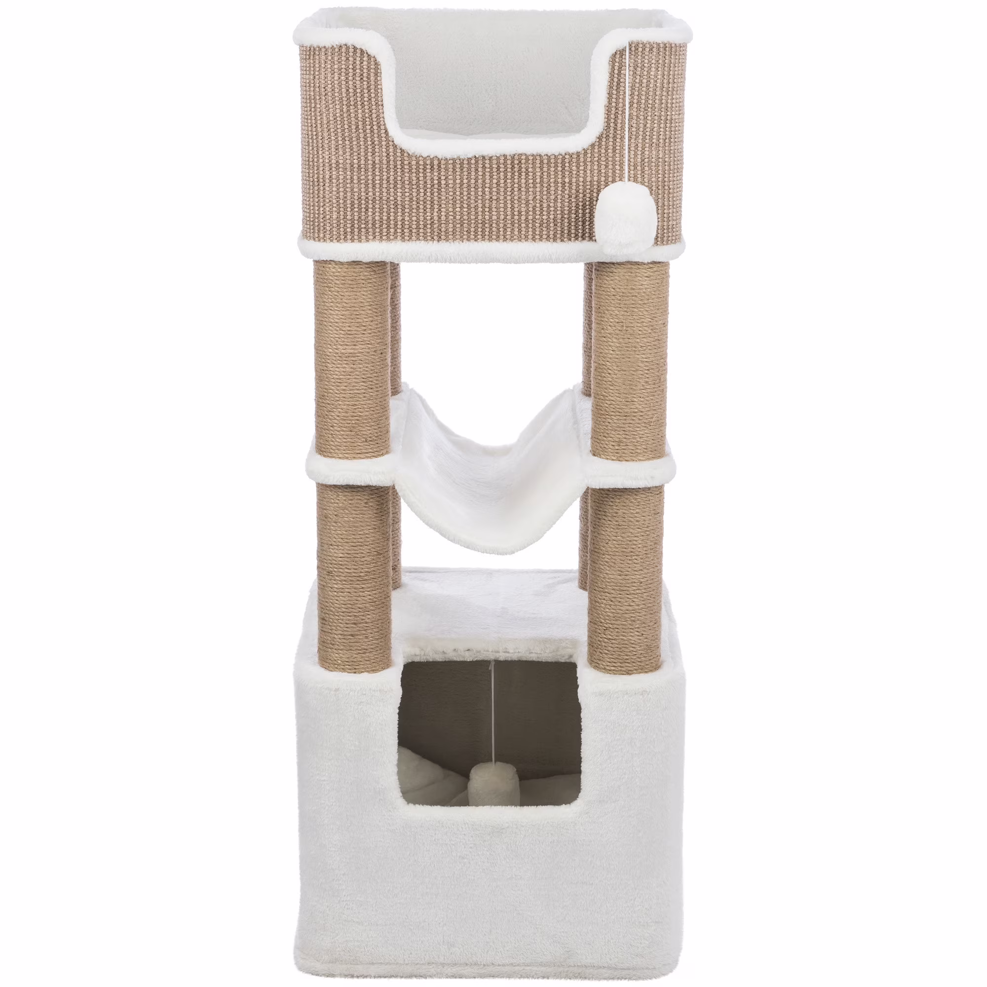 TRIXIE Lucano Xxl 43.3" Multi-Level Cat Tree with Sisal Scratching Posts, Condo & Hanging Cat Toy, Taupe