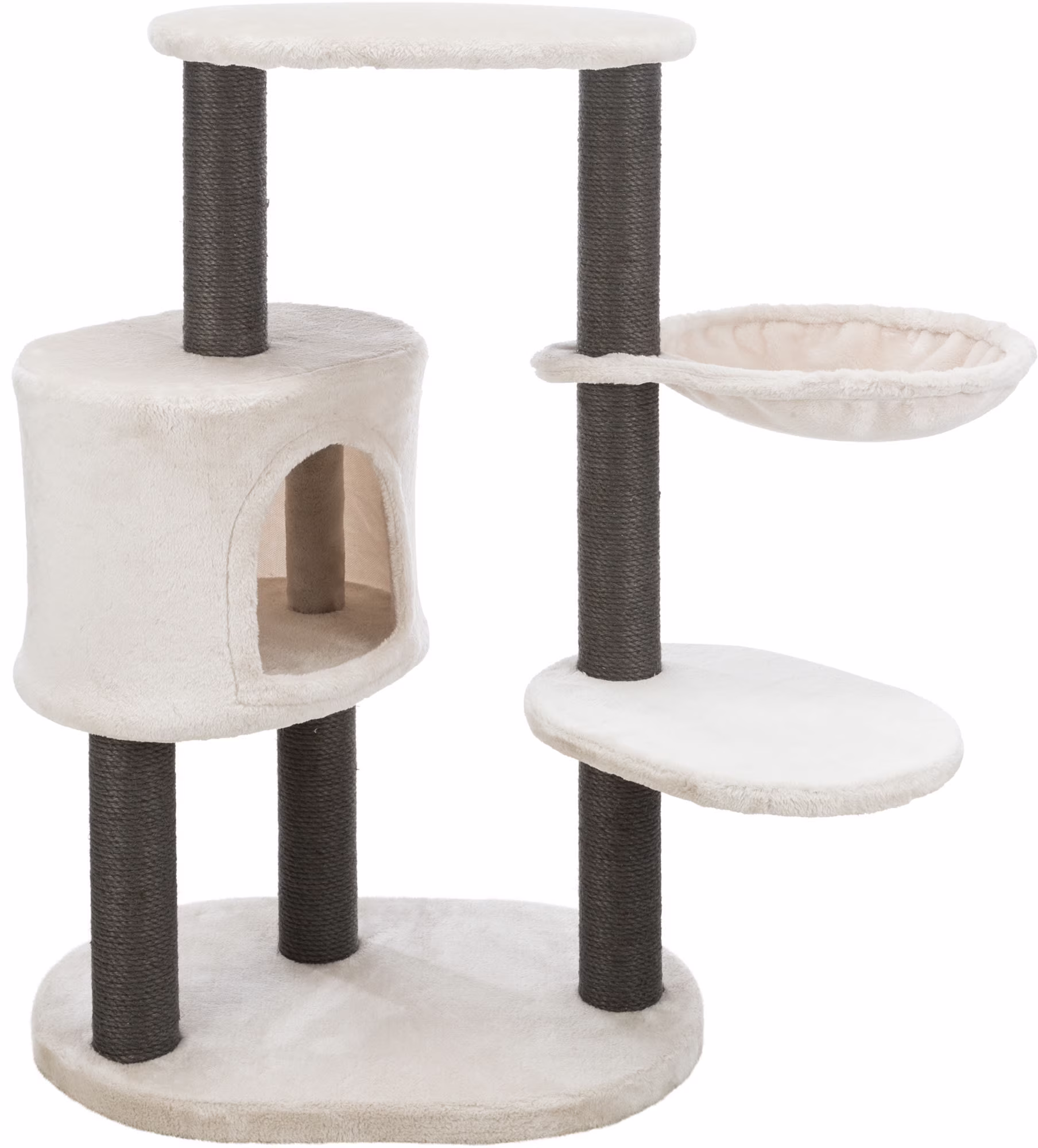 TRIXIE Moriles Gray Cat Tower with Scratching Posts, Condo, Hammock, Padded Platform