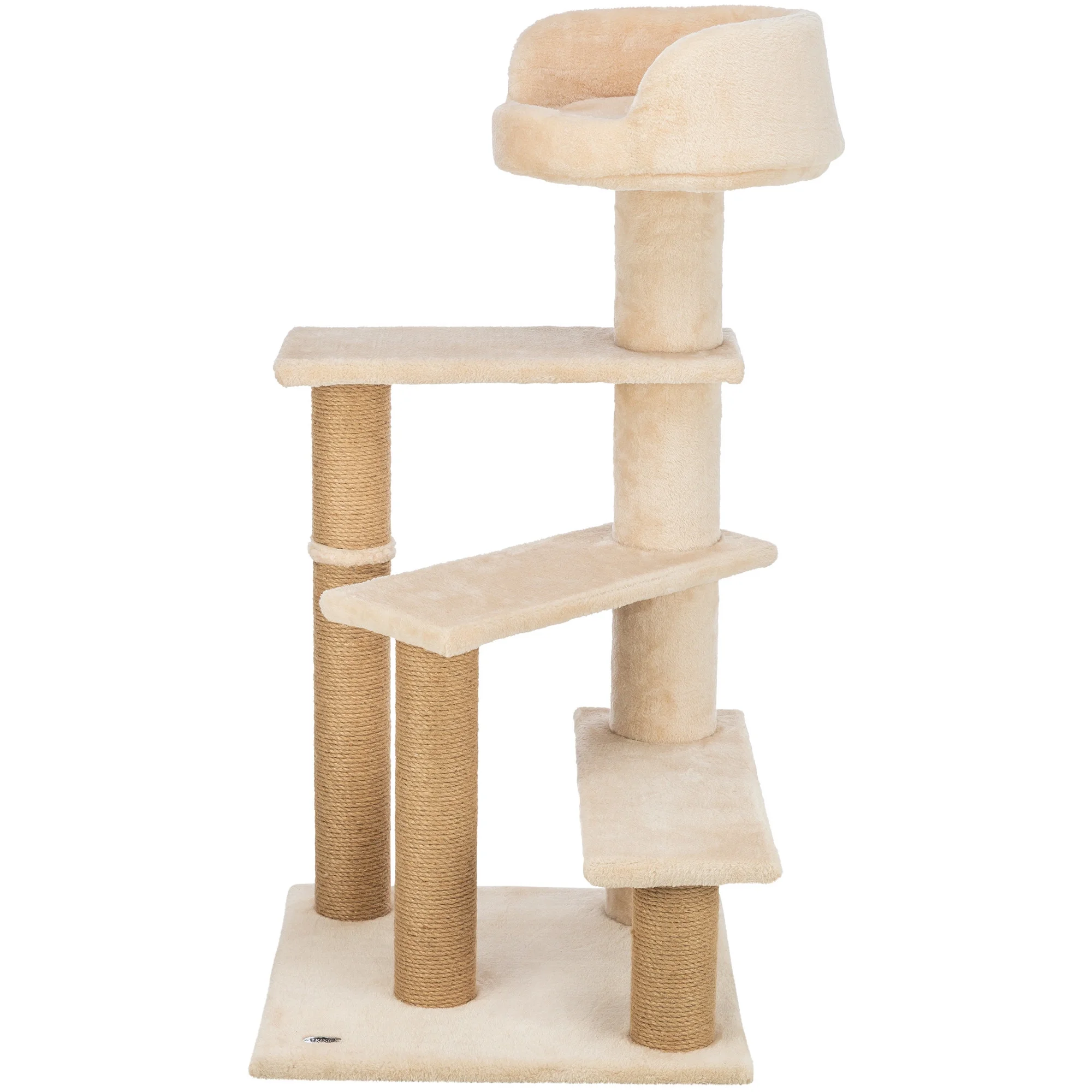 TRIXIE Tulia Senior Plush & Sisal 4-Level 40.2" Cat Tree, Scratching Posts & Bed, Beige