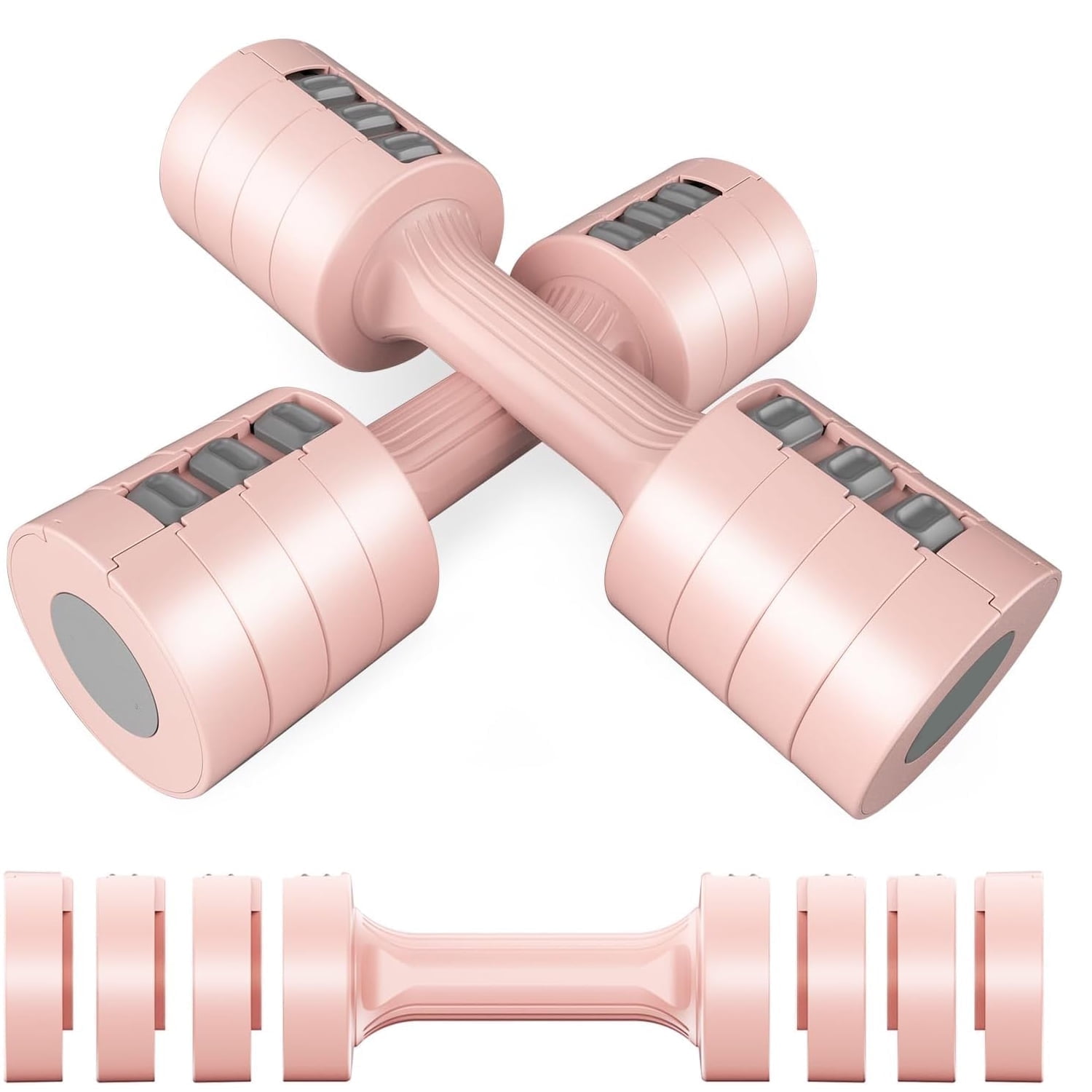 Tiagowell Adjustable Dumbbell Set, 2-5 lbs, 4-in-1, Pink, 2 Count, Women's Free Weights