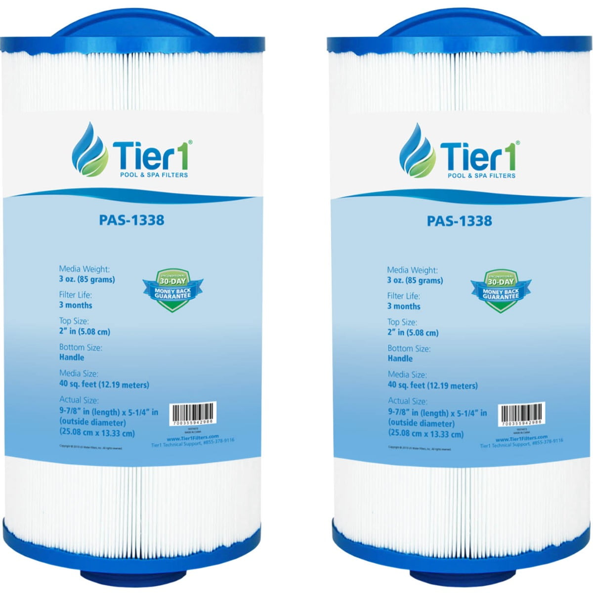 Tier1 Pool & Spa Filter Cartridge 2-pk | Replacement for Jacuzzi 6540-723, Pleatco PJW40SC-F2M, Filbur FC-2811, Unicel 5CH-402 and More | 40 sq ft Pleated Fabric Filter Media