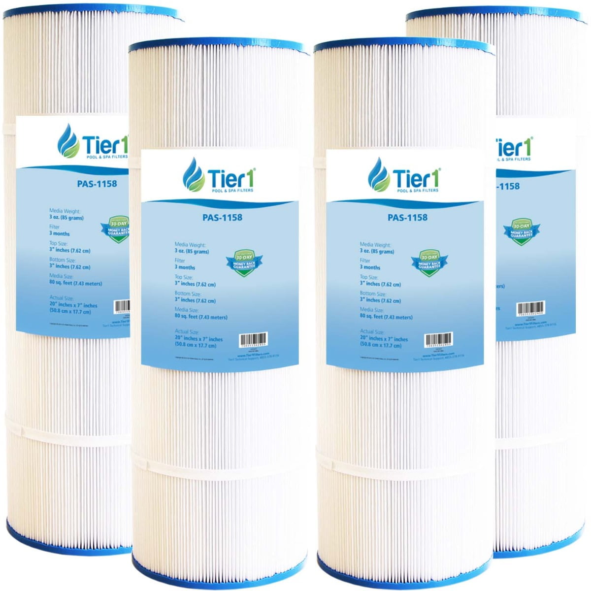 Tier1 Pool & Spa Filter Cartridge 4-pk | Replacement for Pentair Clean & Clear Plus 320, CCP320, Pleatco PCC80, Unicel C-7470 and More | 80 sq ft Pleated Fabric Filter Media