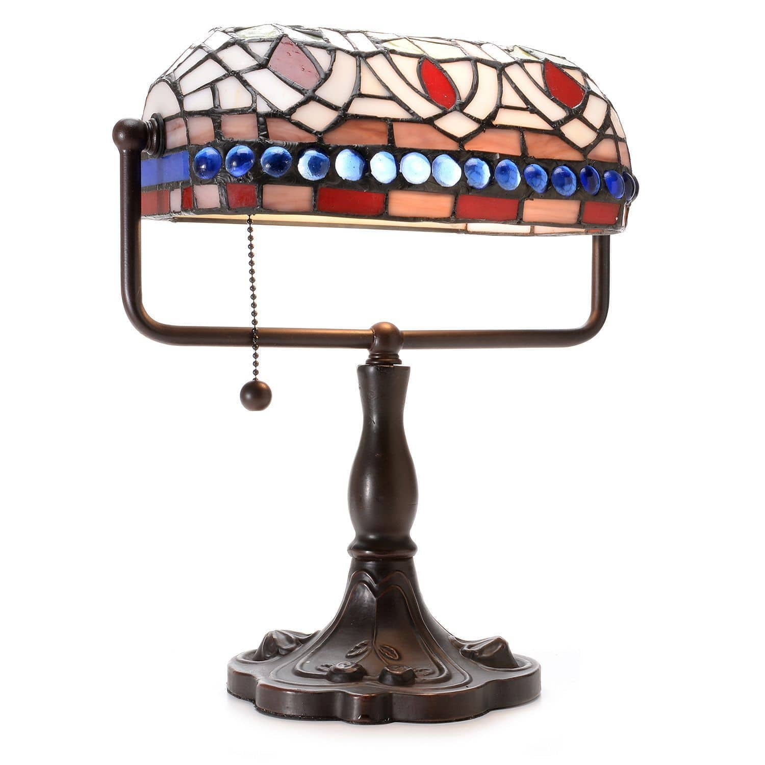 Tiffany-style Banker Blue Eyes Desk Lamp