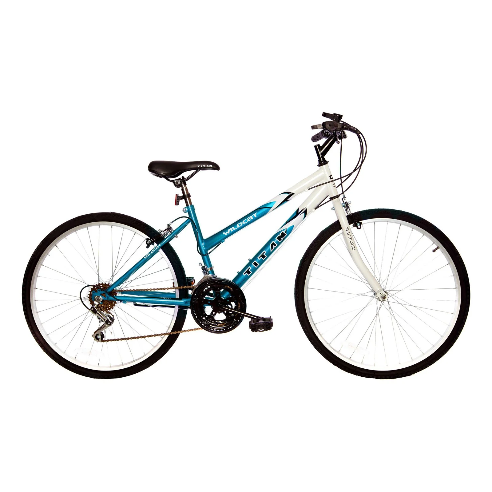 Titan Wildcat 18-Speed Women's Mountain Bike, Blue & White