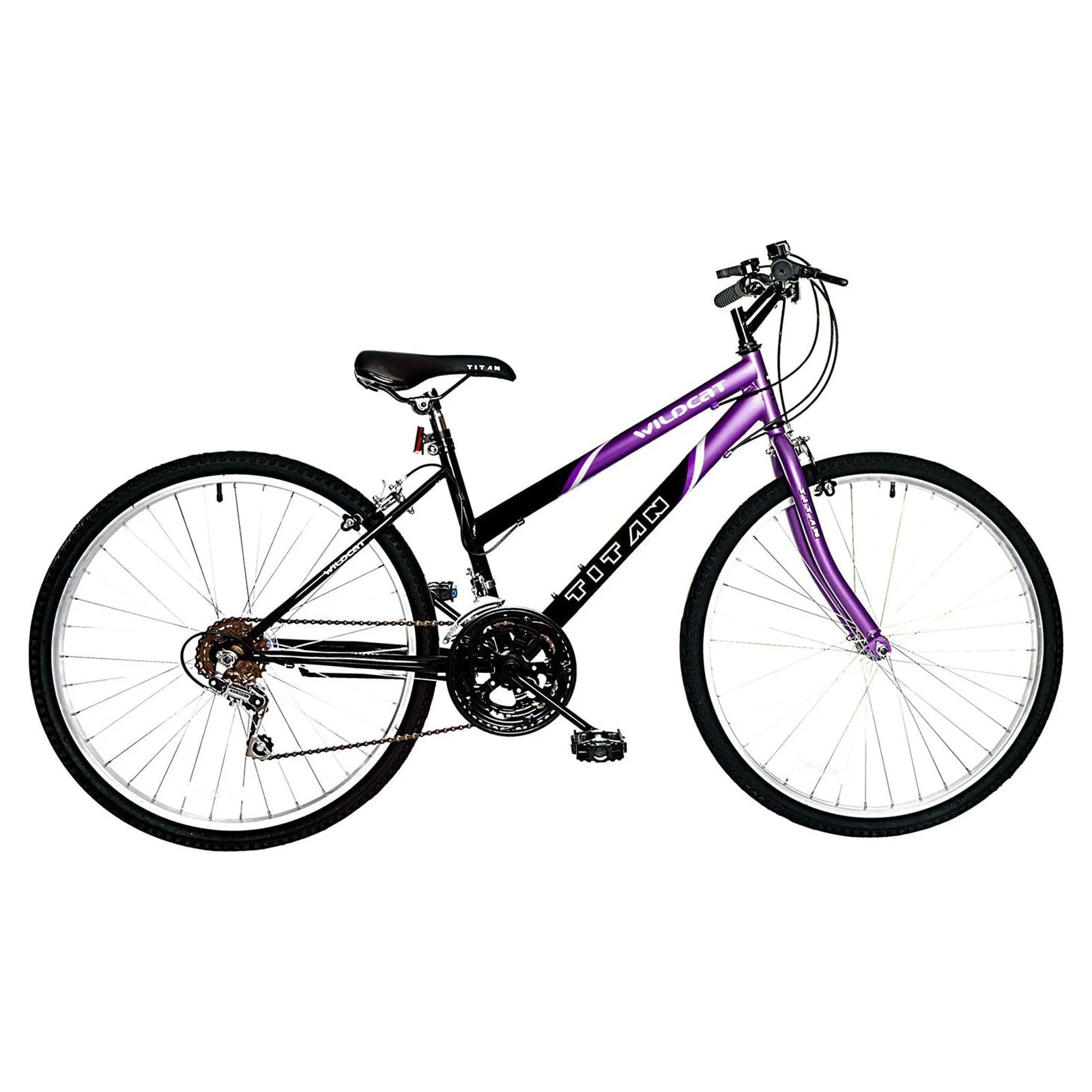 Titan Wildcat 18-Speed Women's Mountain Bike, Purple and Black
