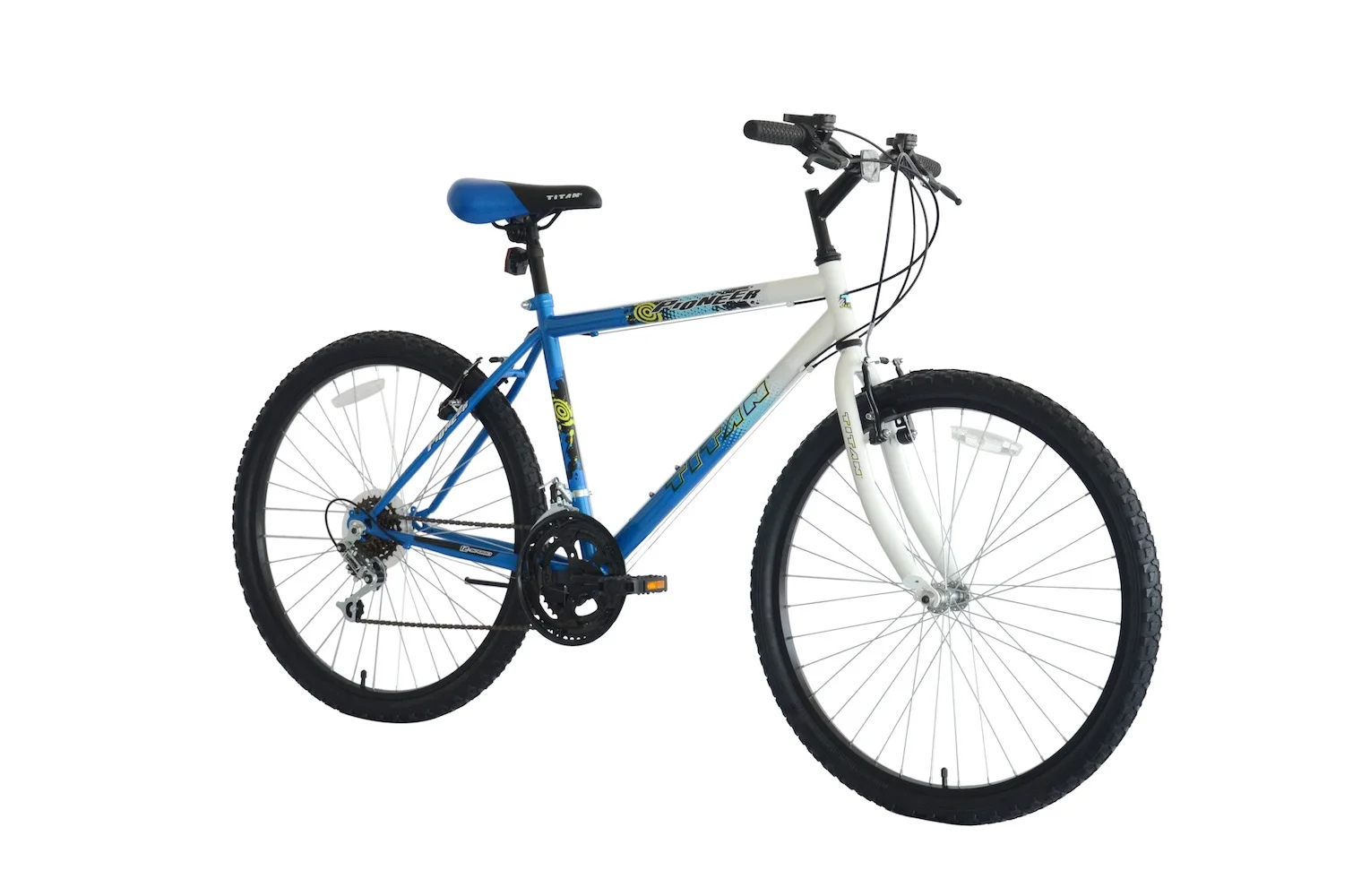 Titan Pioneer 18-Speed Steel Men's Mountain Bicycle, Blue