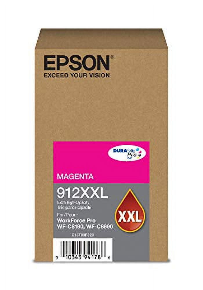 Epson DURABrite Pro 912XXL Original Extra High Yield Inkjet Ink Cartridge, Magenta Pack, 8000 Pages