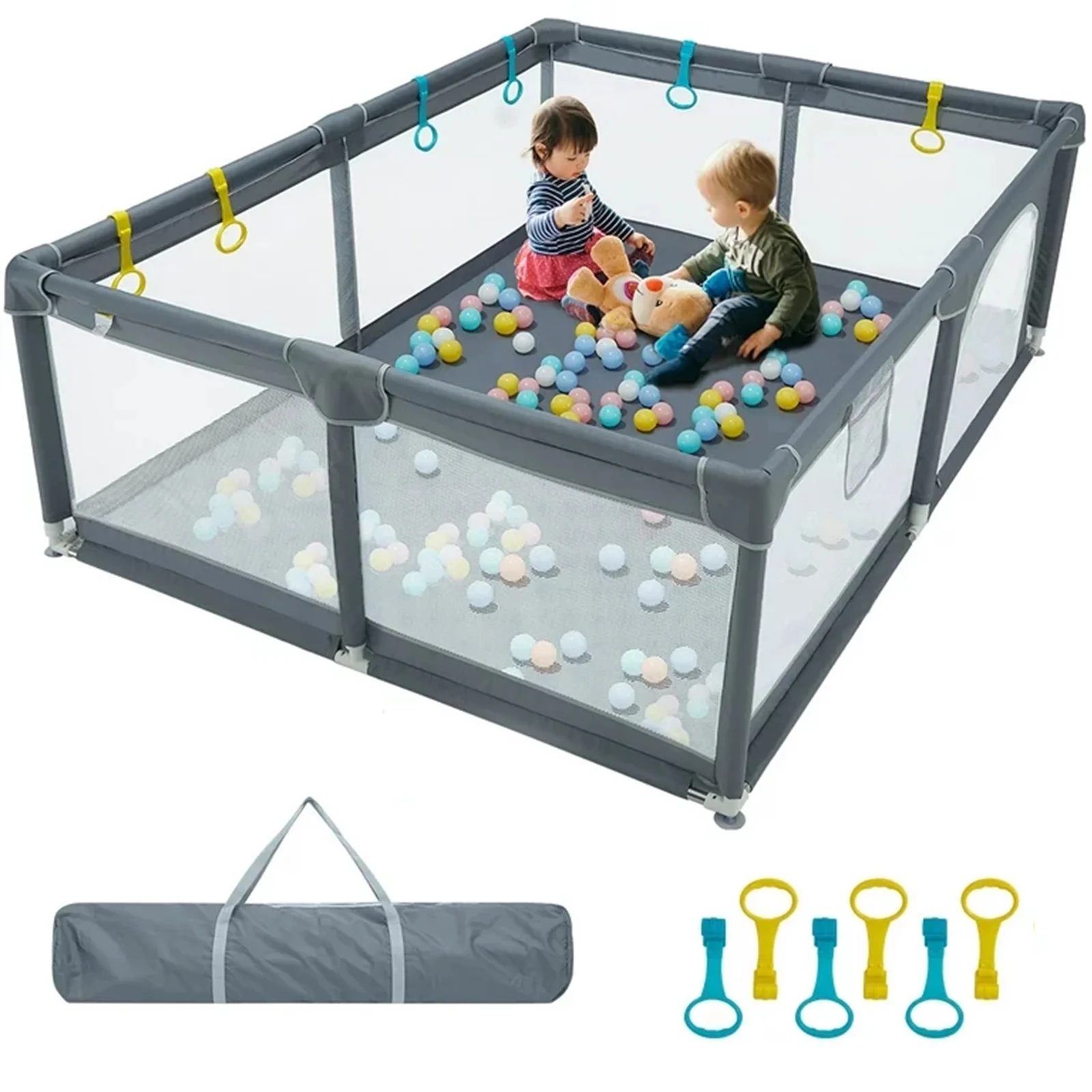 Toyoso Baby Playpen 795926, Extra Large Play Pen Playard for Babies and Toddlers Indoor & Outdoor Safety Play Yard Area, Kid Sturdy Play Center Fence with Soft Breathable Mesh for Toddlers